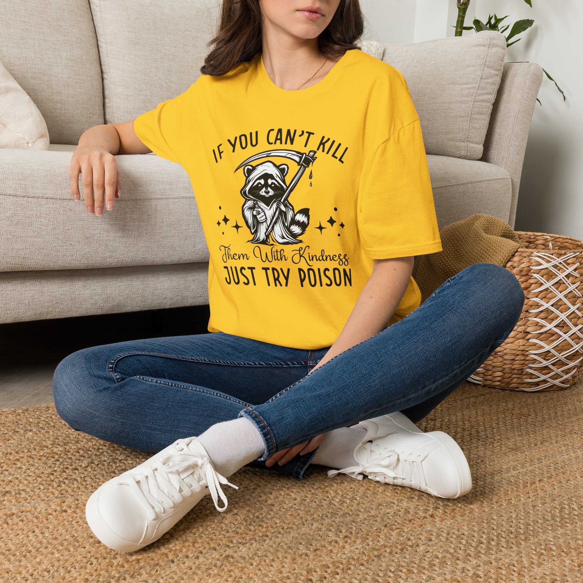 If You Can’t Kill Raccoon Tee — Funny Grim Reaper Graphic T-Shirt