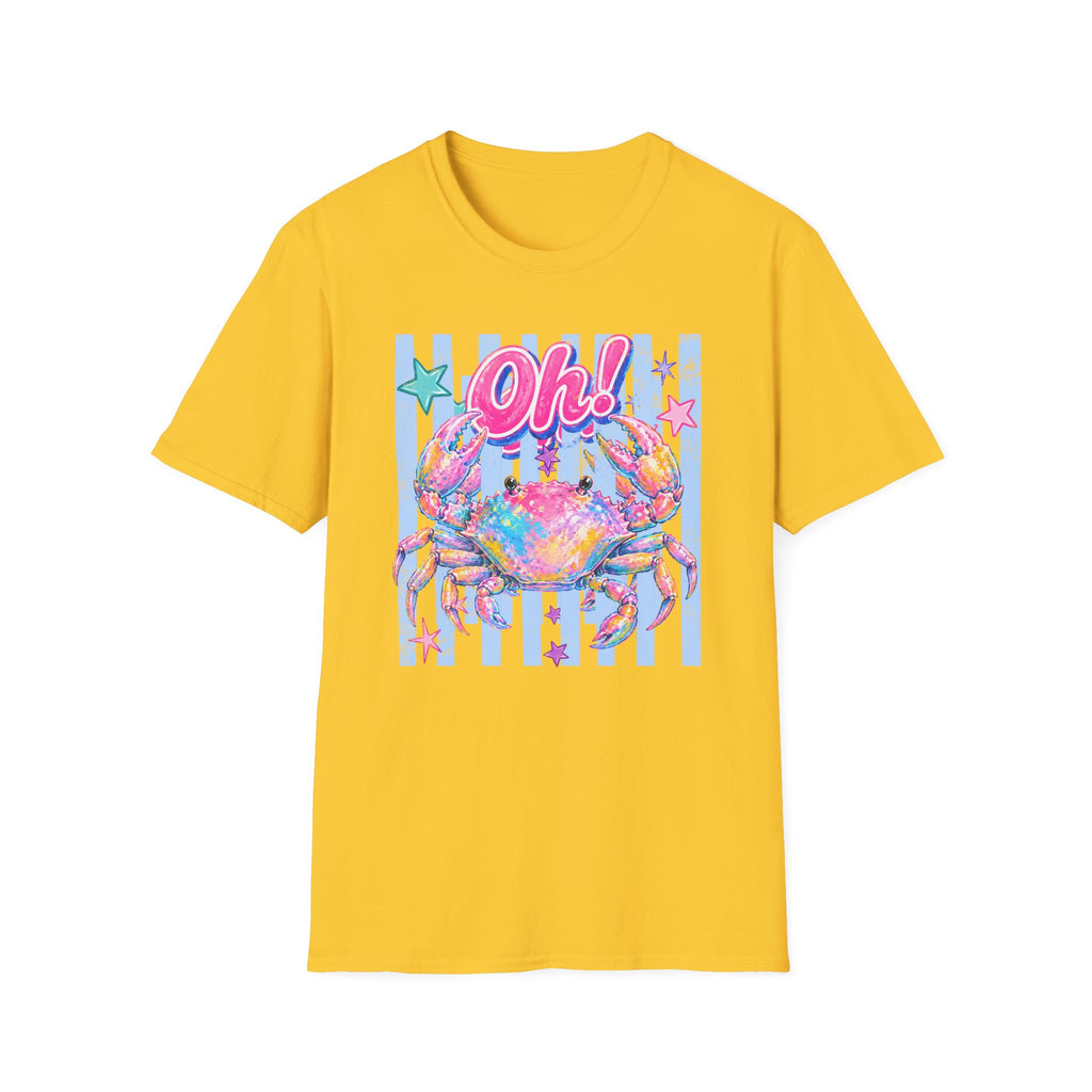 Crab "Oh!" Graphic T‑Shirt — Colorful Coastal Beach Tee
