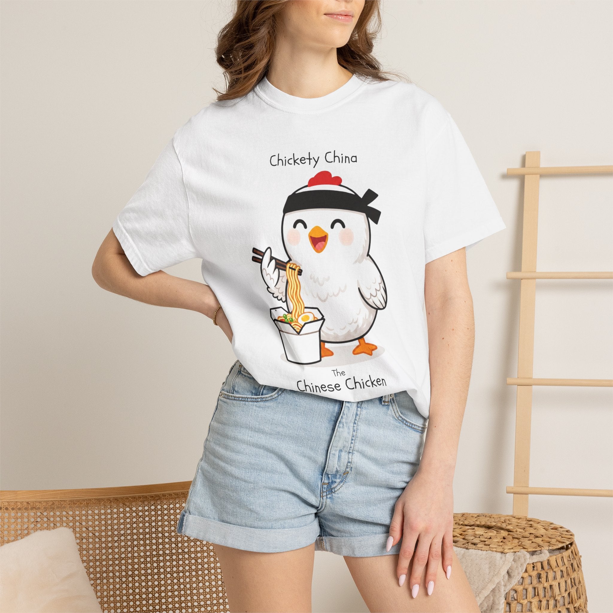 Chinese Chicken Ramen T-Shirt — Chickety China sumo Cute Noodle Chicken Graphic Tee