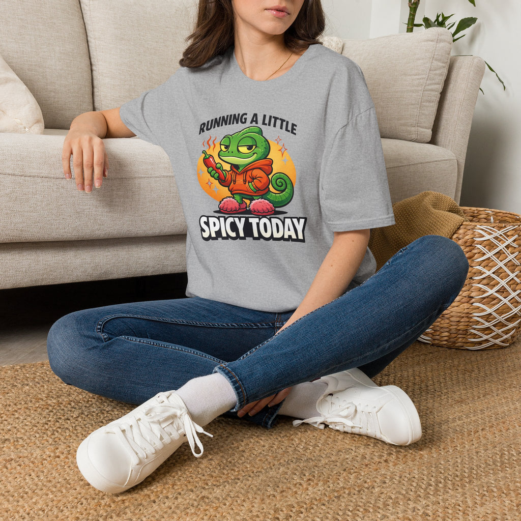 T-Shirt — "Running a Little Spicy Today" Cute Chameleon Graphic Tee