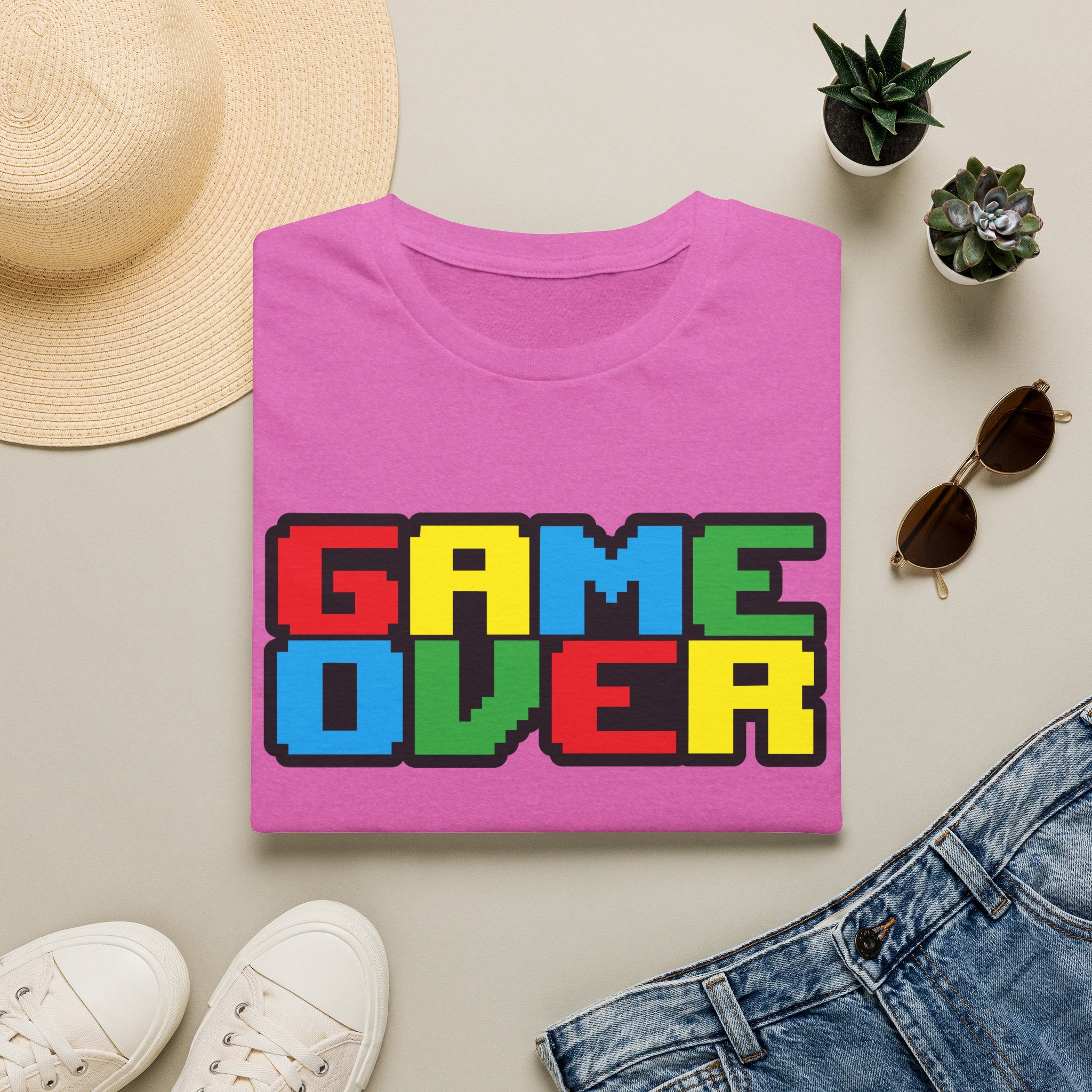 Game Over Retro Arcade Video Pixel T-Shirt — Colorful Gamer Tee
