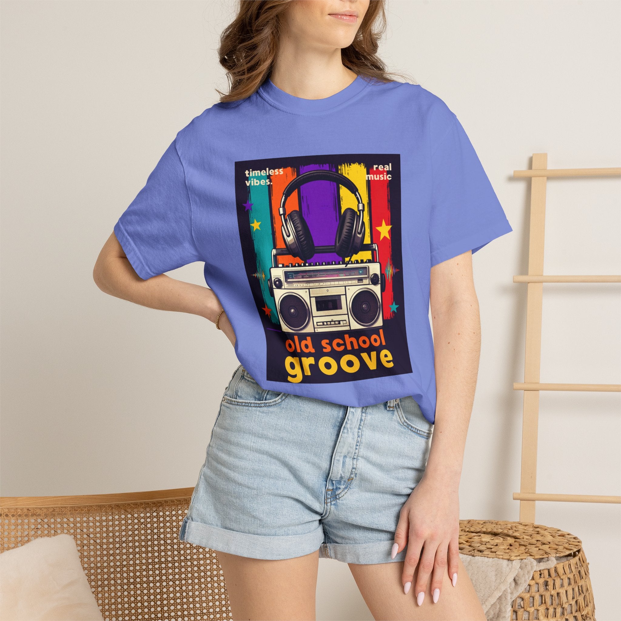 Old School Groove T-Shirt — Retro Boombox & Headphones Vintage Music Tee 80s 90s nostalgia