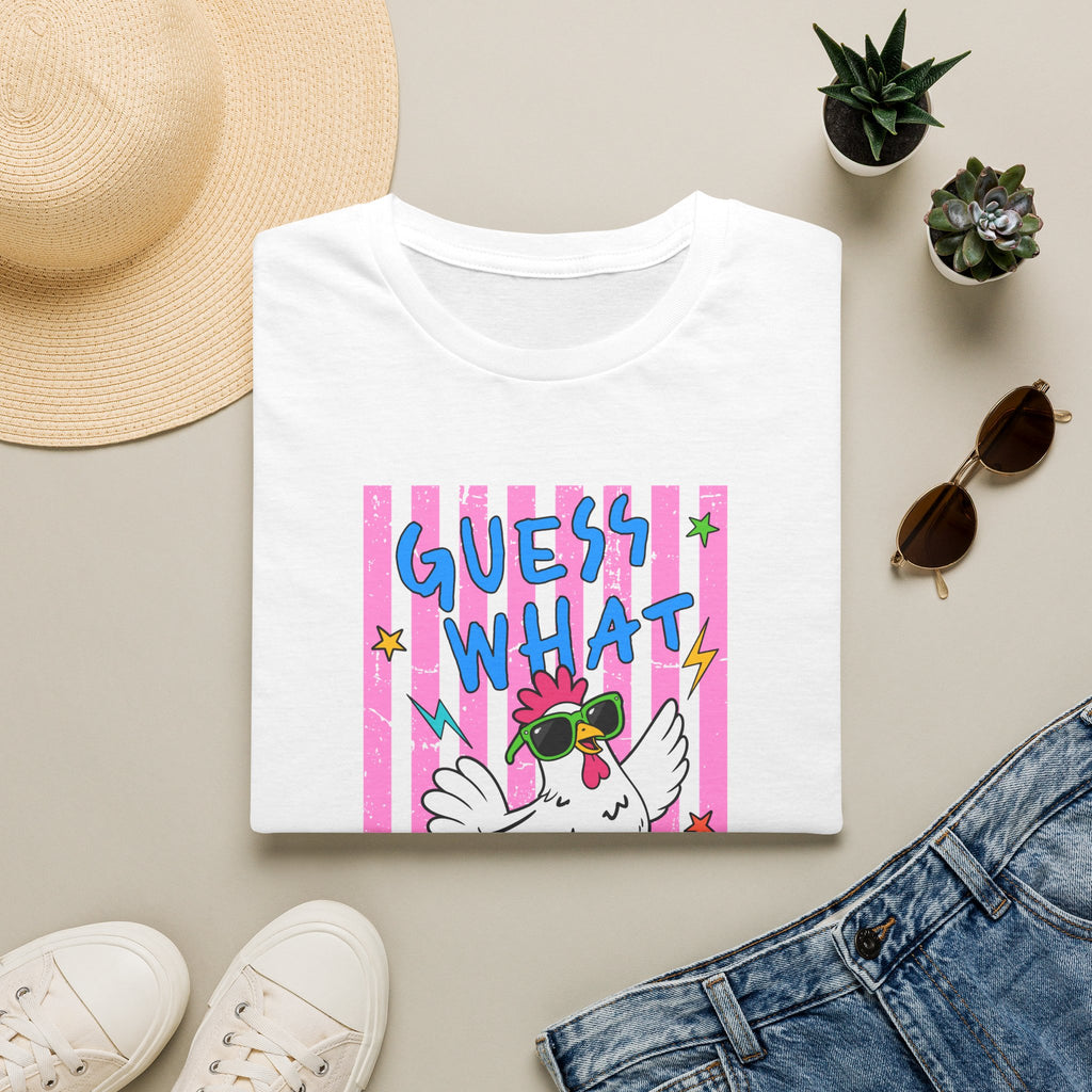 T-Shirt — "Guess What" Funny Sunglasses Chicken Graphic Tee