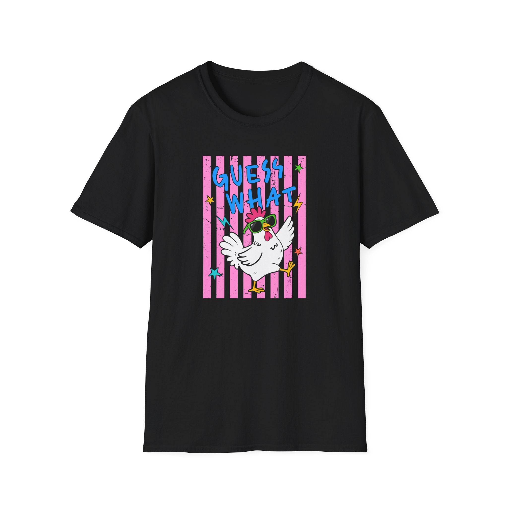 T-Shirt — "Guess What" Funny Sunglasses Chicken Graphic Tee