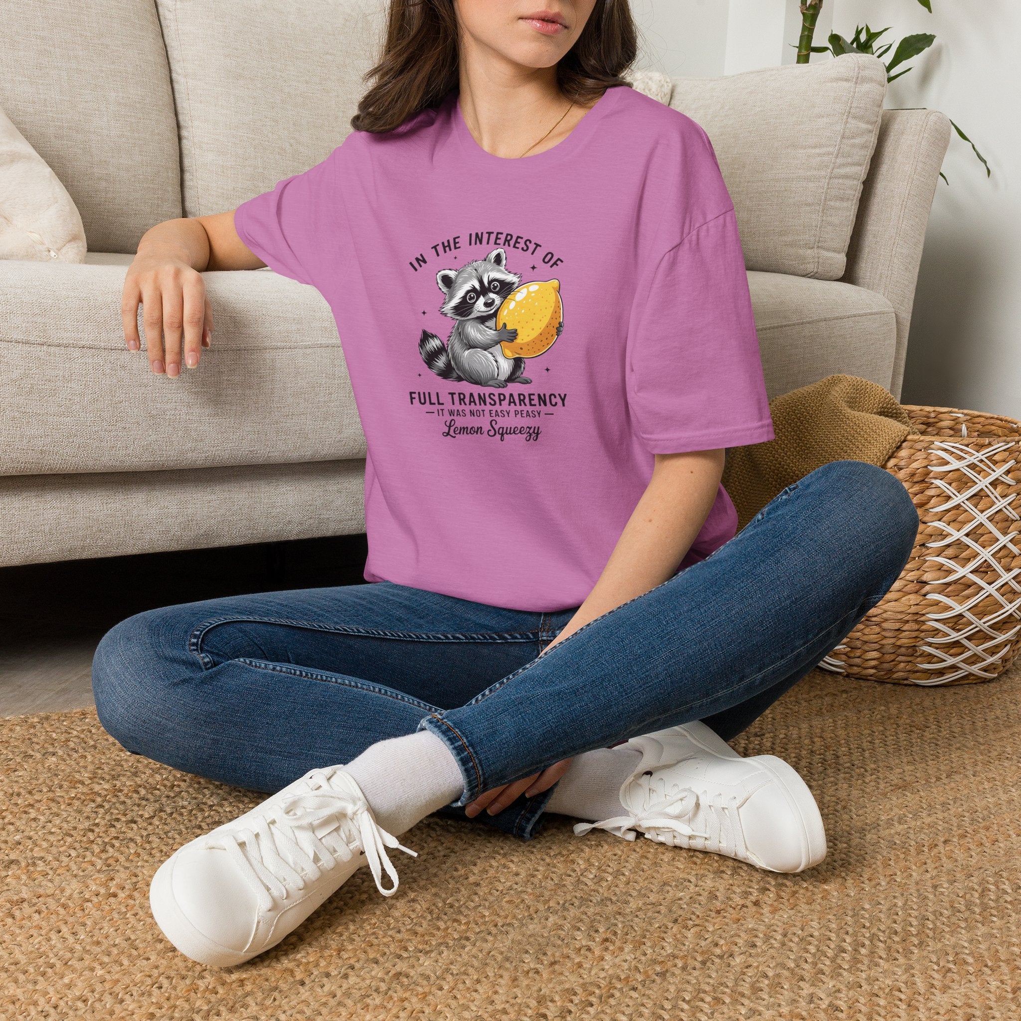 Raccoon Holding Lemon T‑Shirt — "In the Interest of Full Transparency" Cute Graphic Tee
