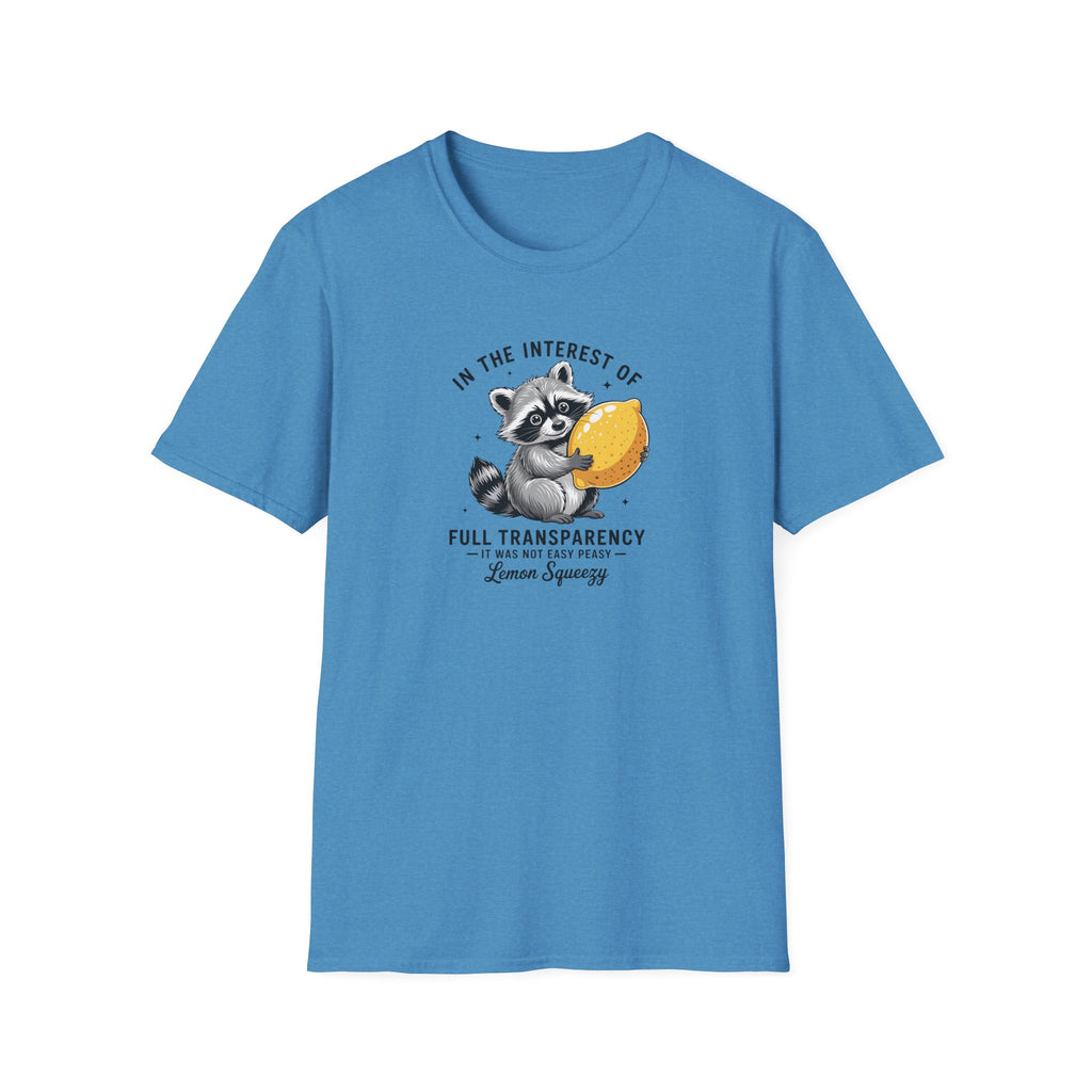 Raccoon Holding Lemon T‑Shirt — "In the Interest of Full Transparency" Cute Graphic Tee