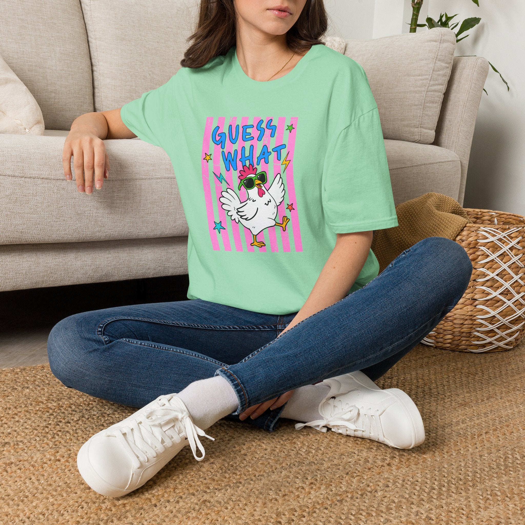 T-Shirt — "Guess What" Funny Sunglasses Chicken Graphic Tee