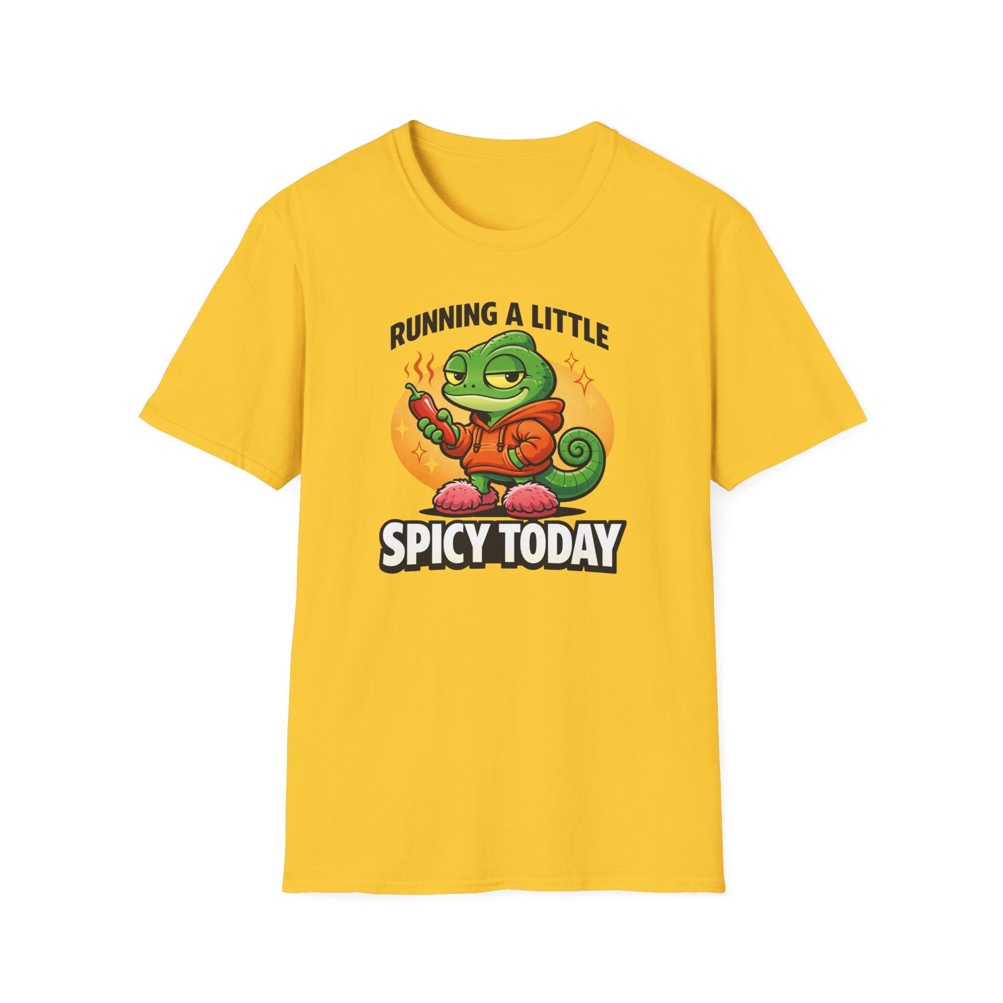 T-Shirt — "Running a Little Spicy Today" Cute Chameleon Graphic Tee