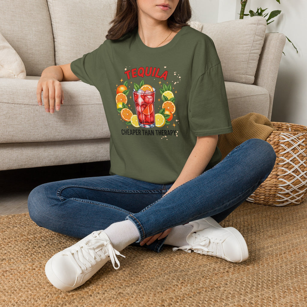Tequila Cocktail T-Shirt — "Tequila: Cheaper Than Therapy" Graphic Tee