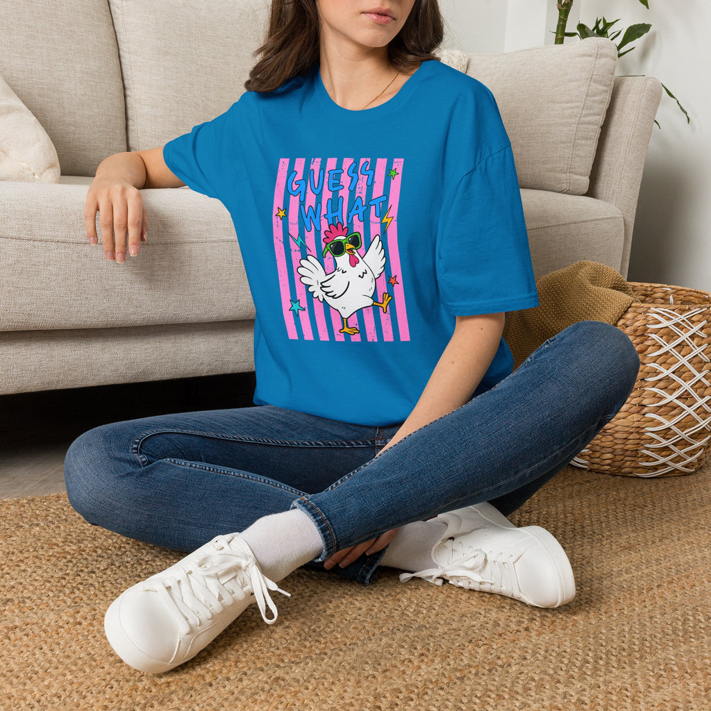 T-Shirt — "Guess What" Funny Sunglasses Chicken Graphic Tee