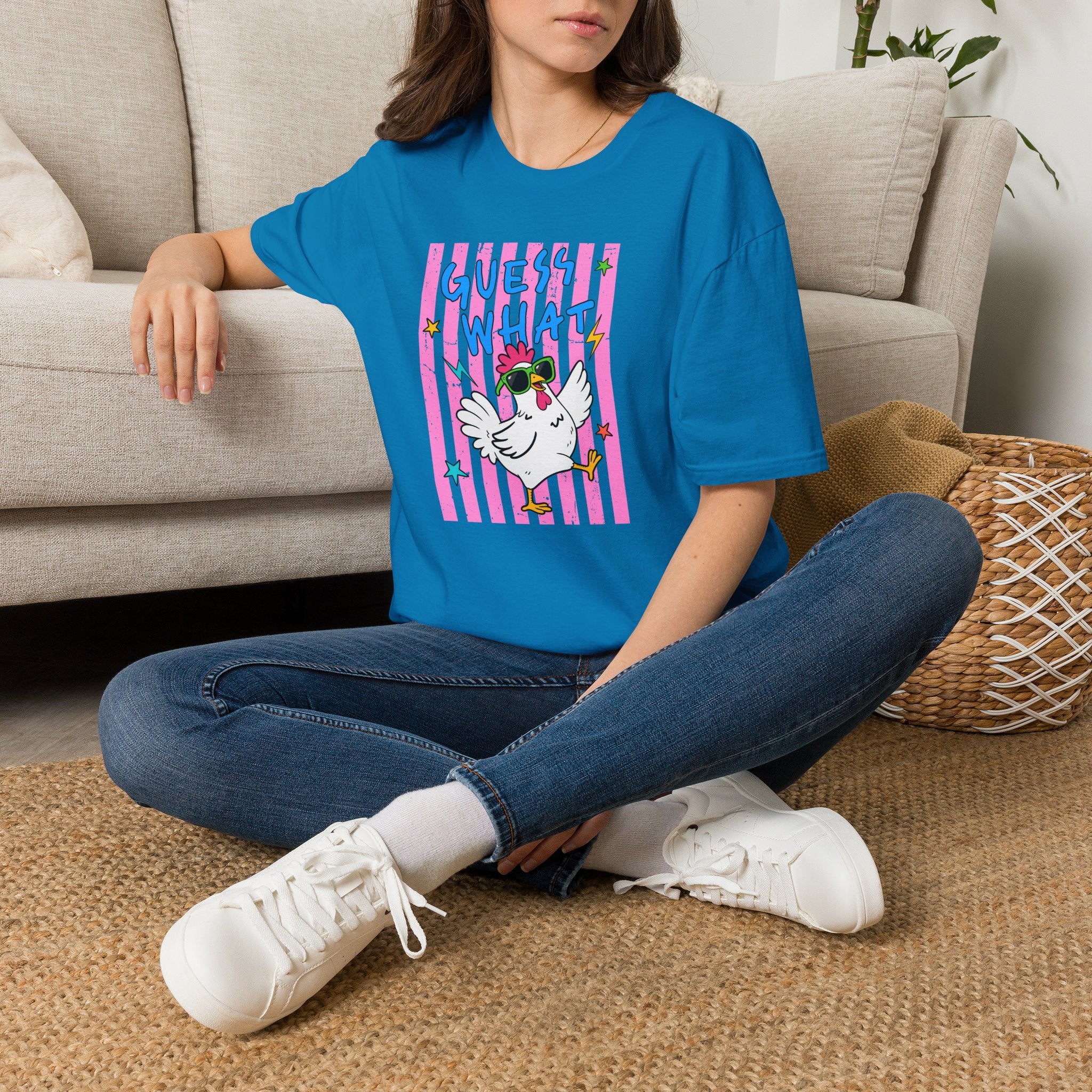 T-Shirt — "Guess What" Funny Sunglasses Chicken Graphic Tee