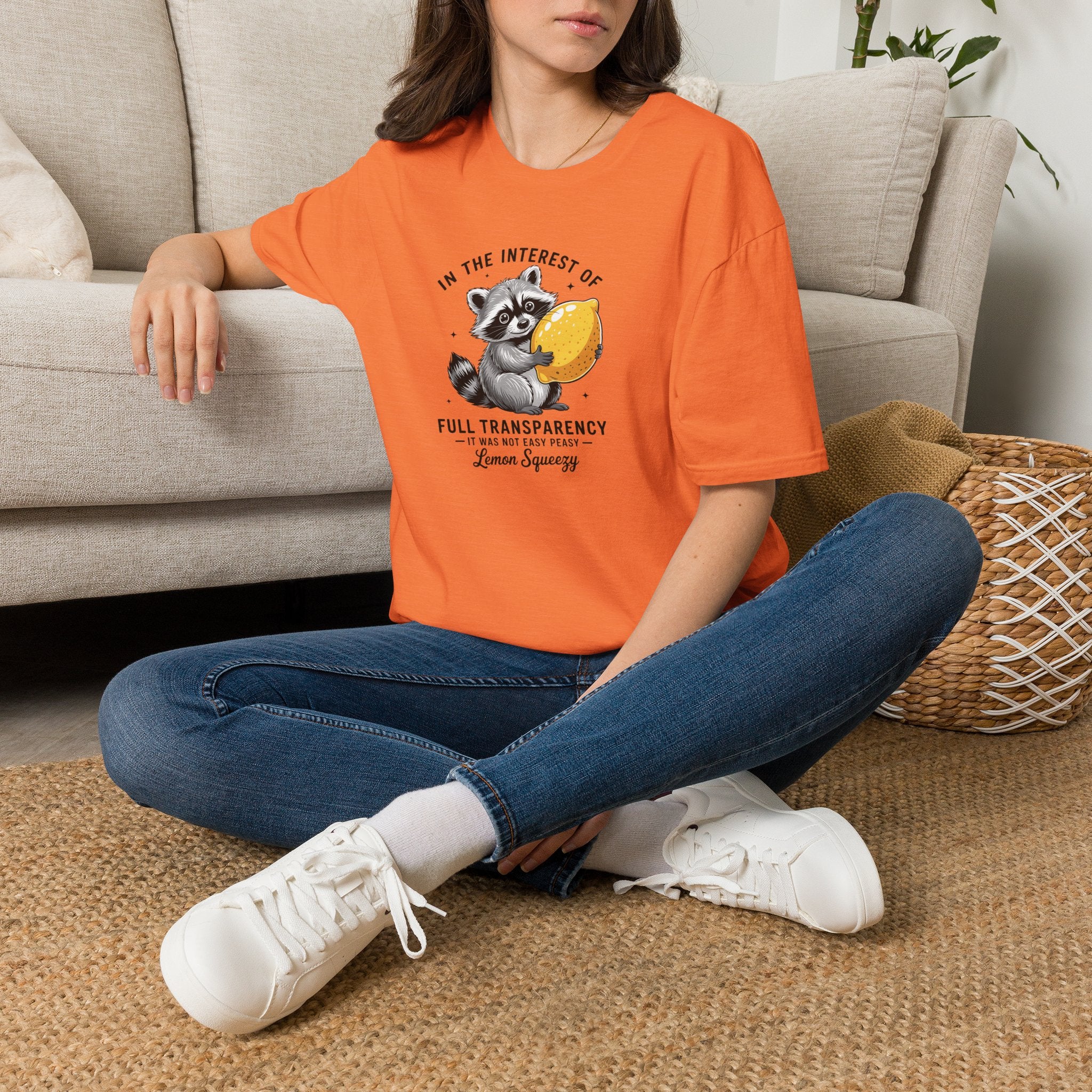 Raccoon Holding Lemon T‑Shirt — "In the Interest of Full Transparency" Cute Graphic Tee