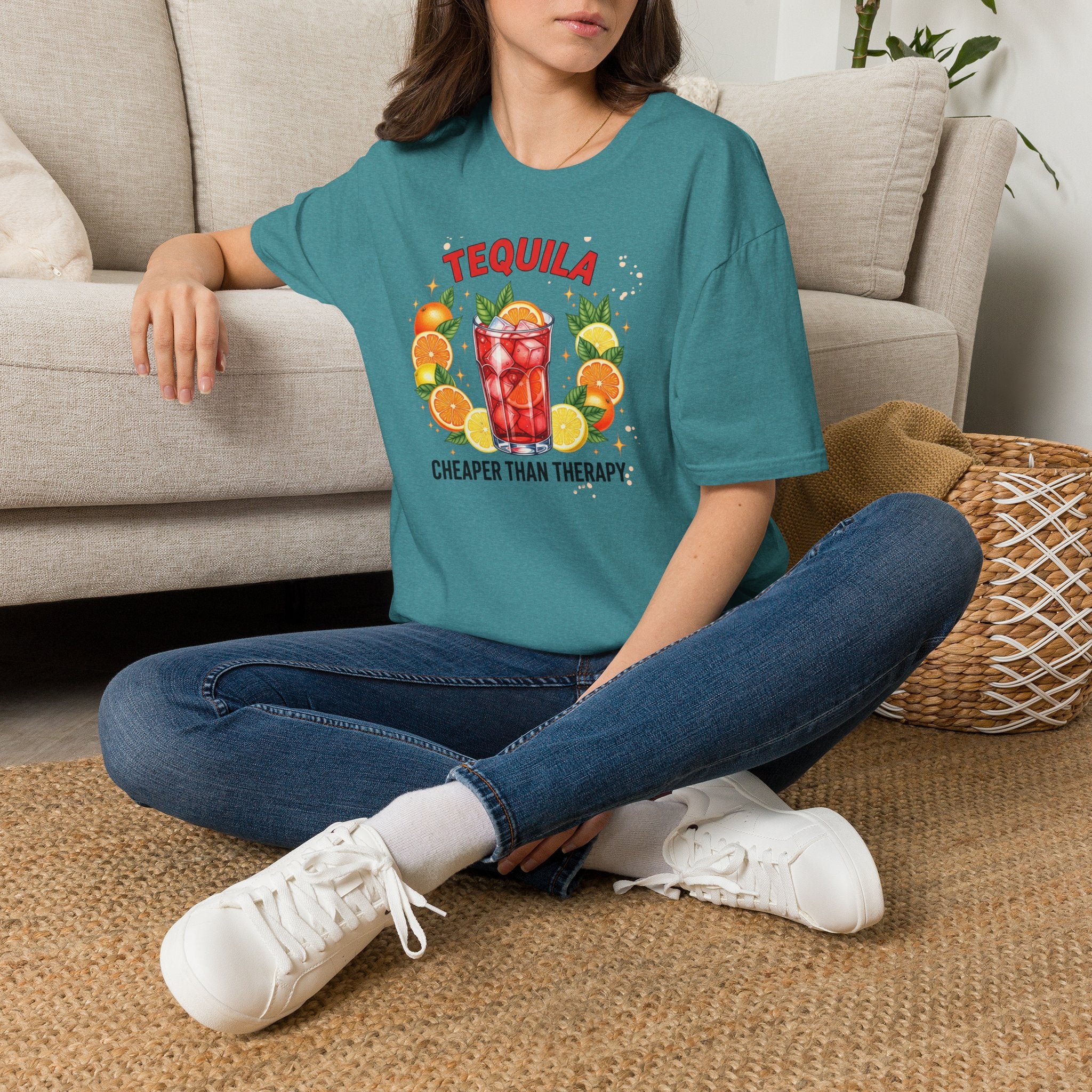 Tequila Cocktail T-Shirt — "Tequila: Cheaper Than Therapy" Graphic Tee