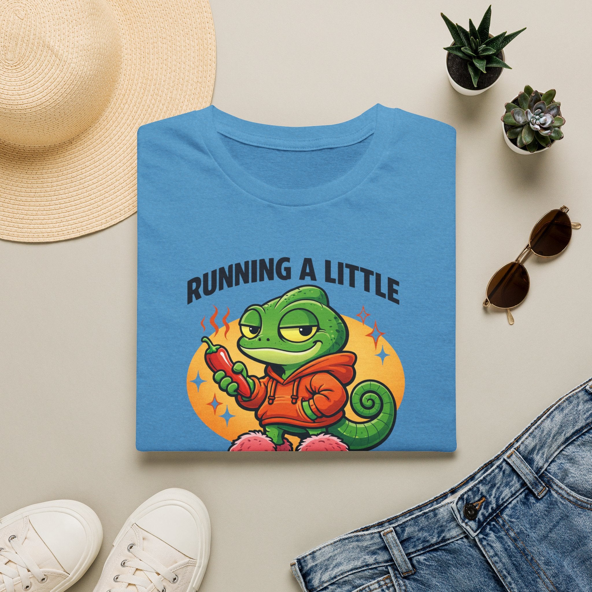 T-Shirt — "Running a Little Spicy Today" Cute Chameleon Graphic Tee