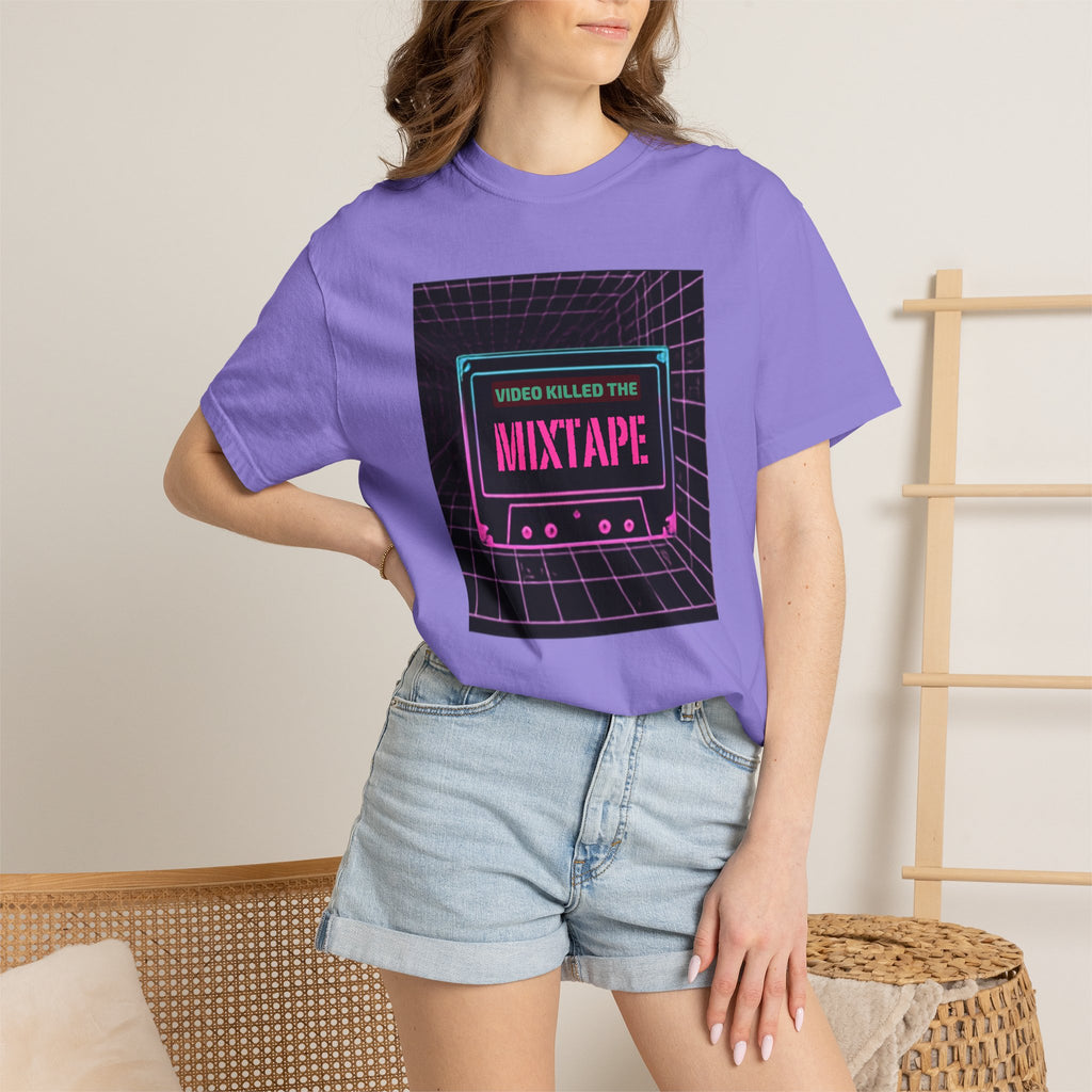 Cassette Mixtape T-Shirt — "Video Killed the Mixtape" Retro 80s Vaporwave Tee