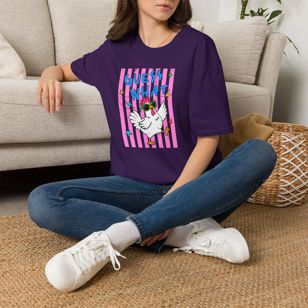 T-Shirt — "Guess What" Funny Sunglasses Chicken Graphic Tee