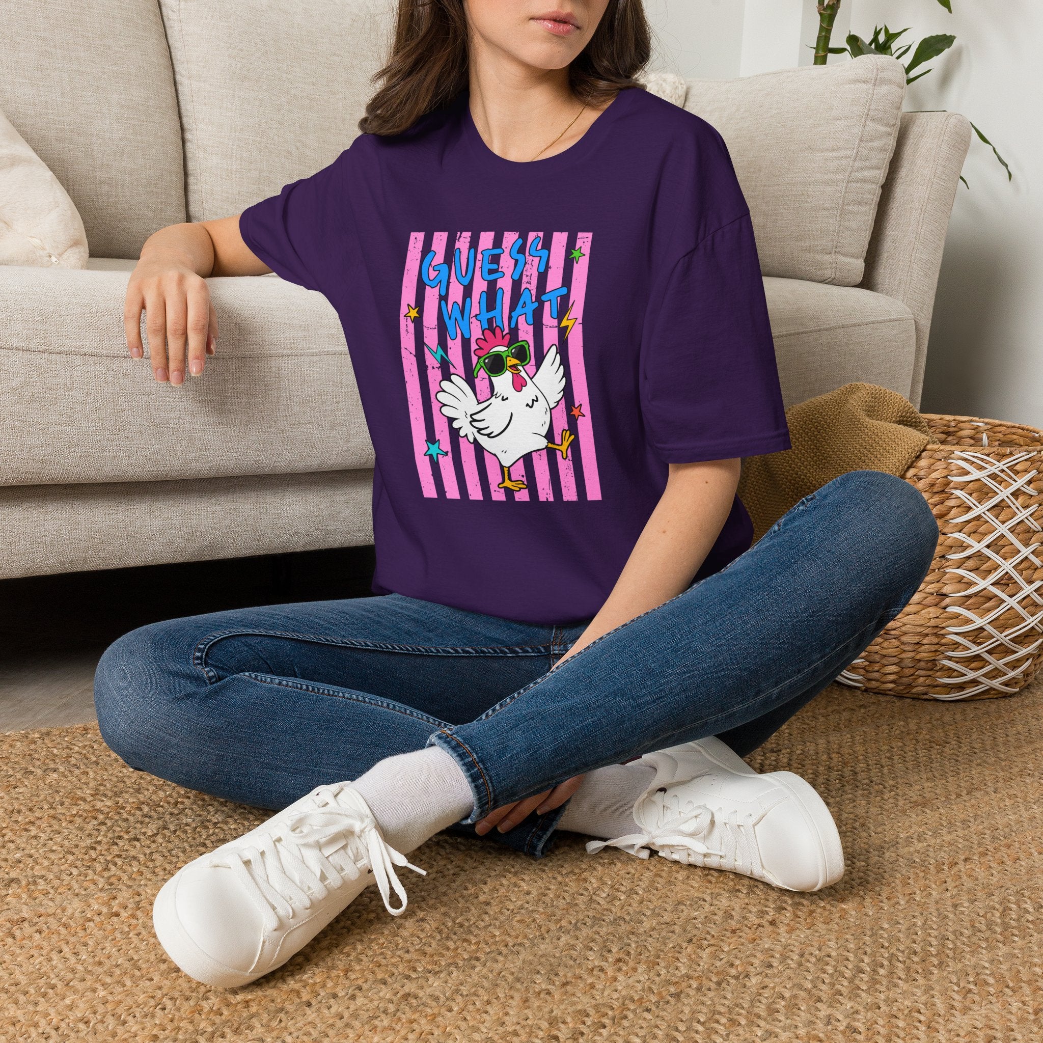 T-Shirt — "Guess What" Funny Sunglasses Chicken Graphic Tee