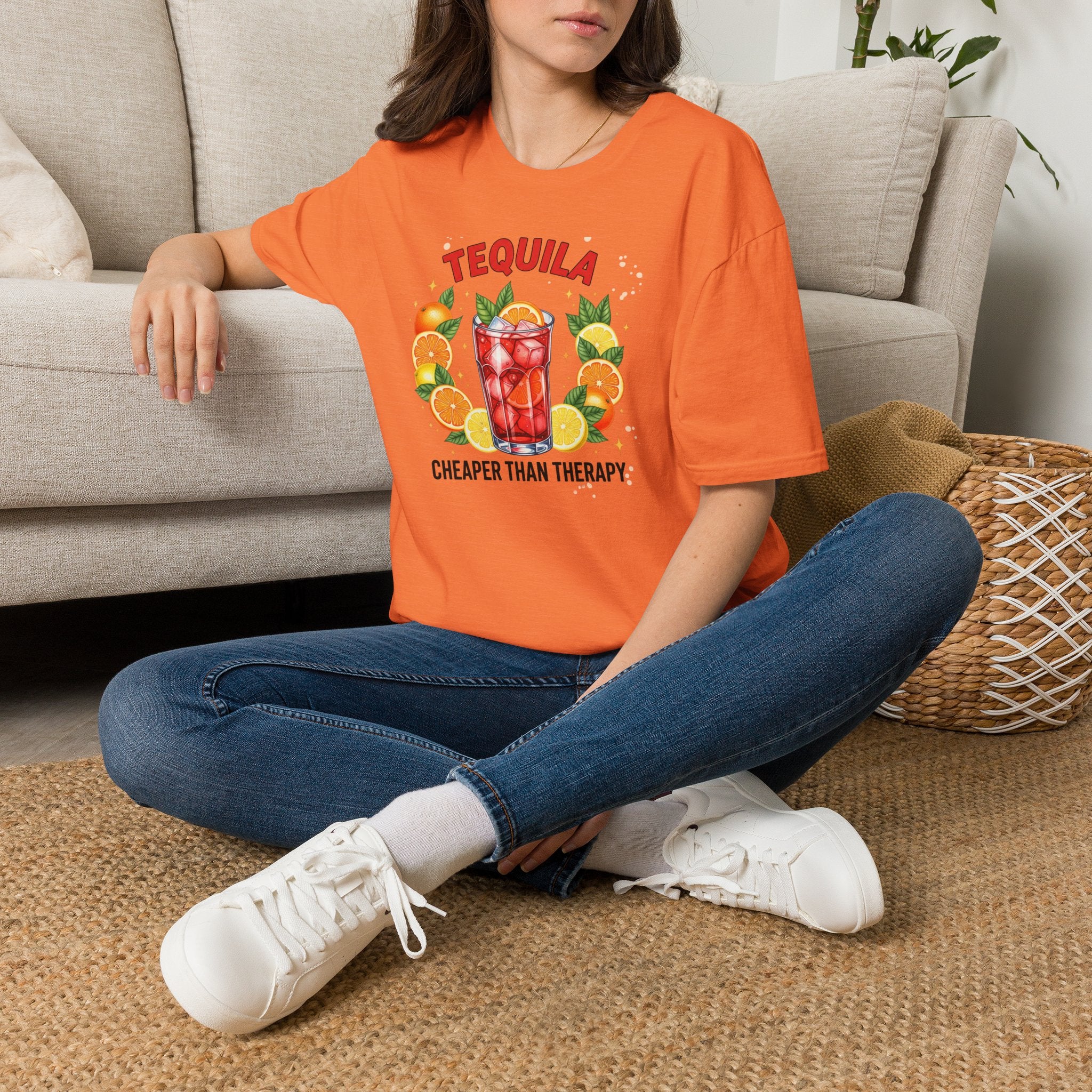 Tequila Cocktail T-Shirt — "Tequila: Cheaper Than Therapy" Graphic Tee