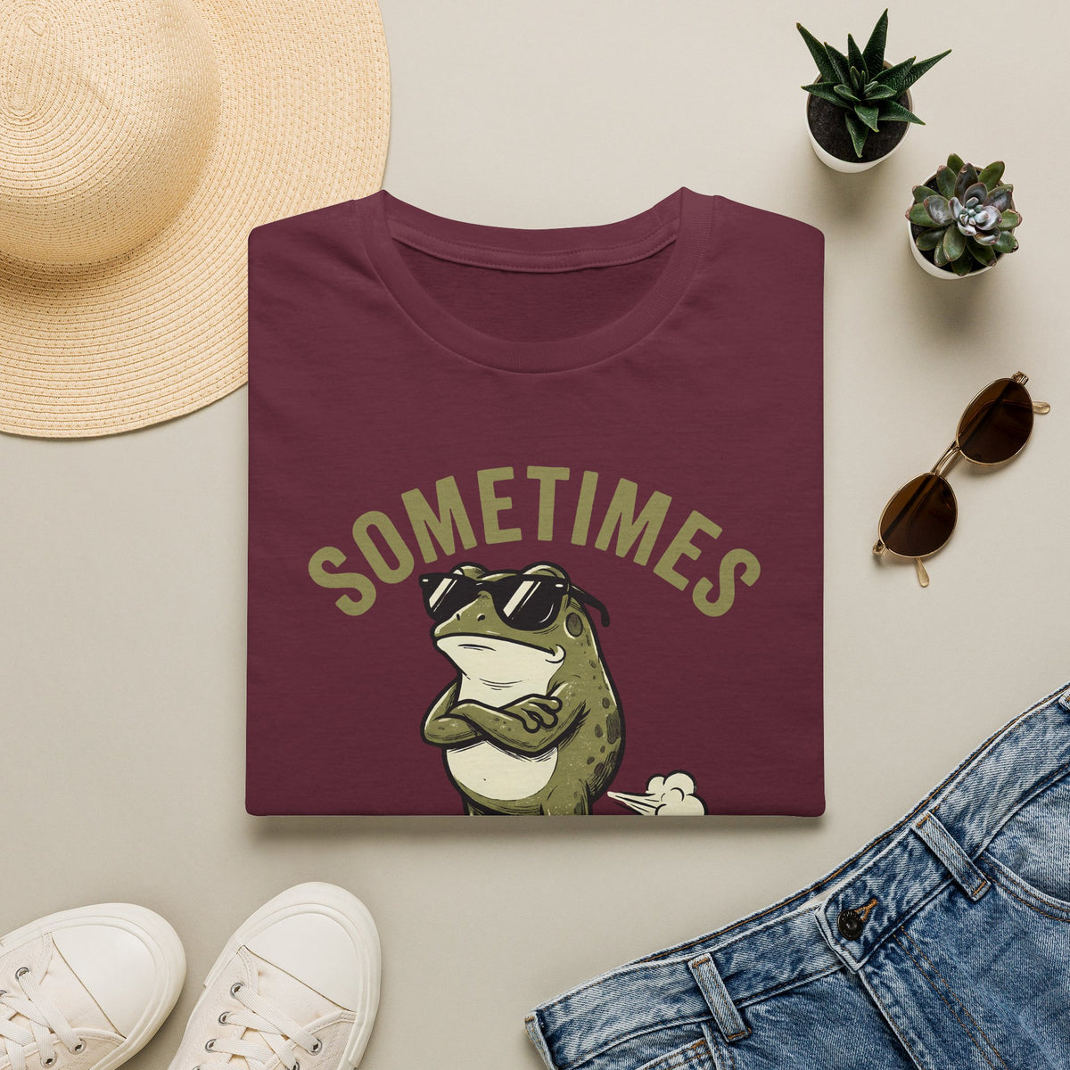 T-Shirt — "Sometimes I Just Be Fartin'" Funny Frog Graphic Tee