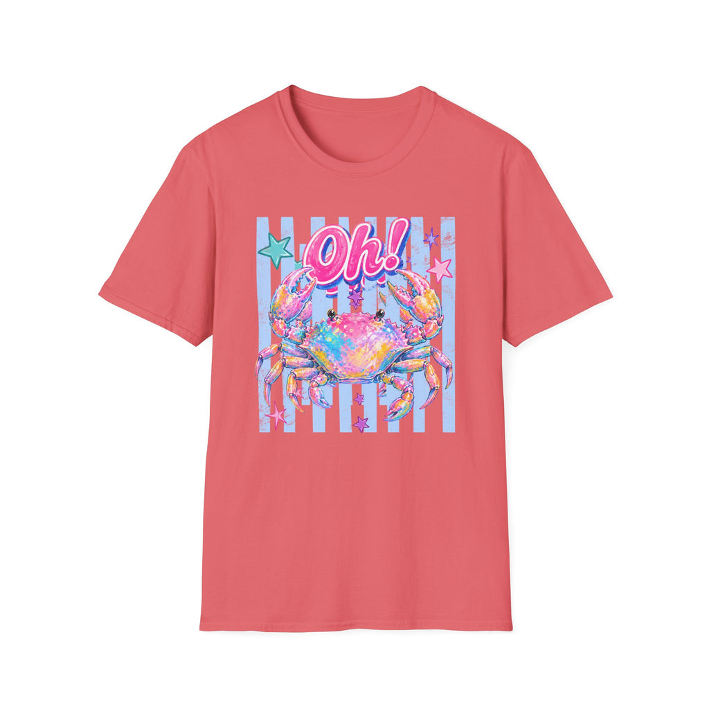 Crab "Oh!" Graphic T‑Shirt — Colorful Coastal Beach Tee