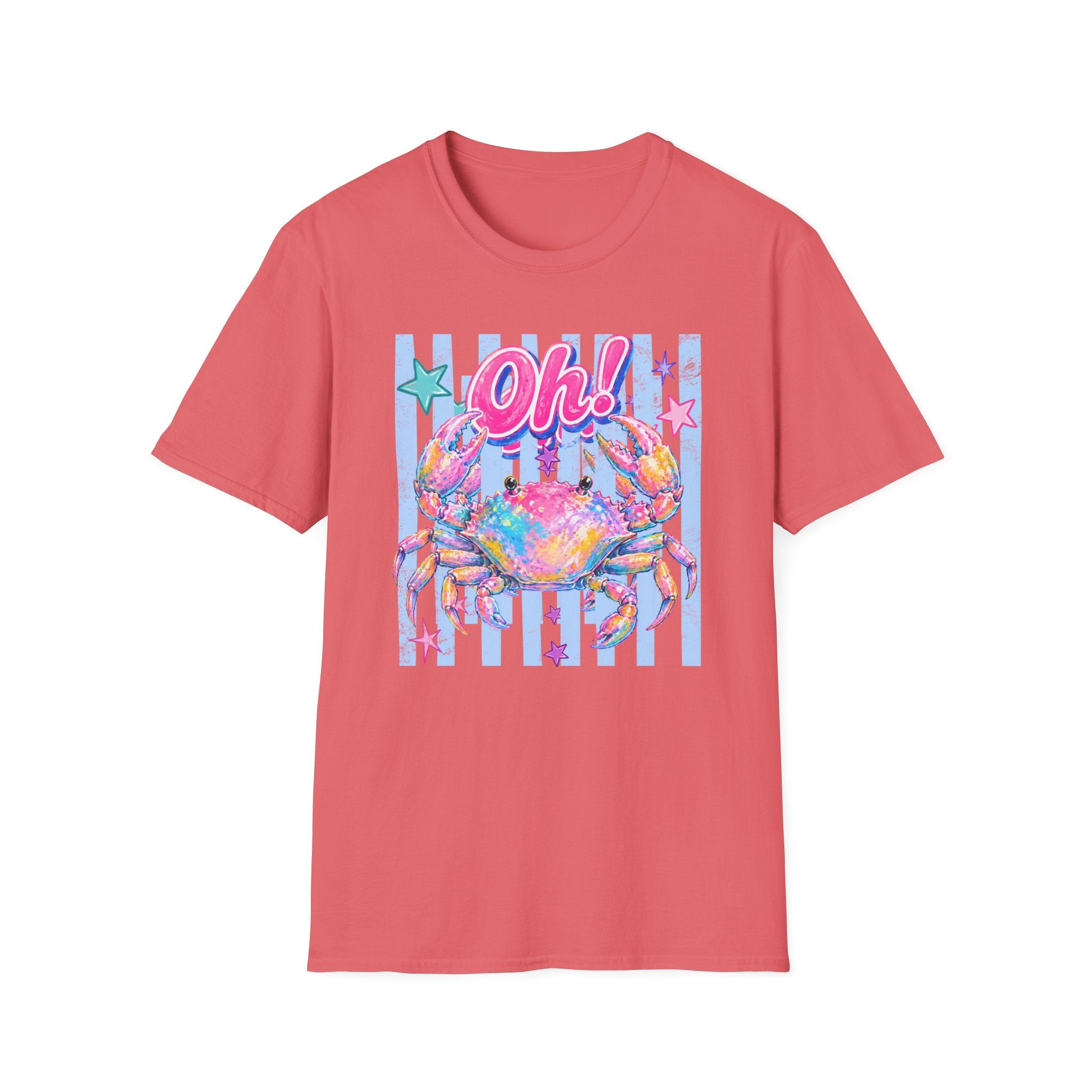 Crab "Oh!" Graphic T‑Shirt — Colorful Coastal Beach Tee