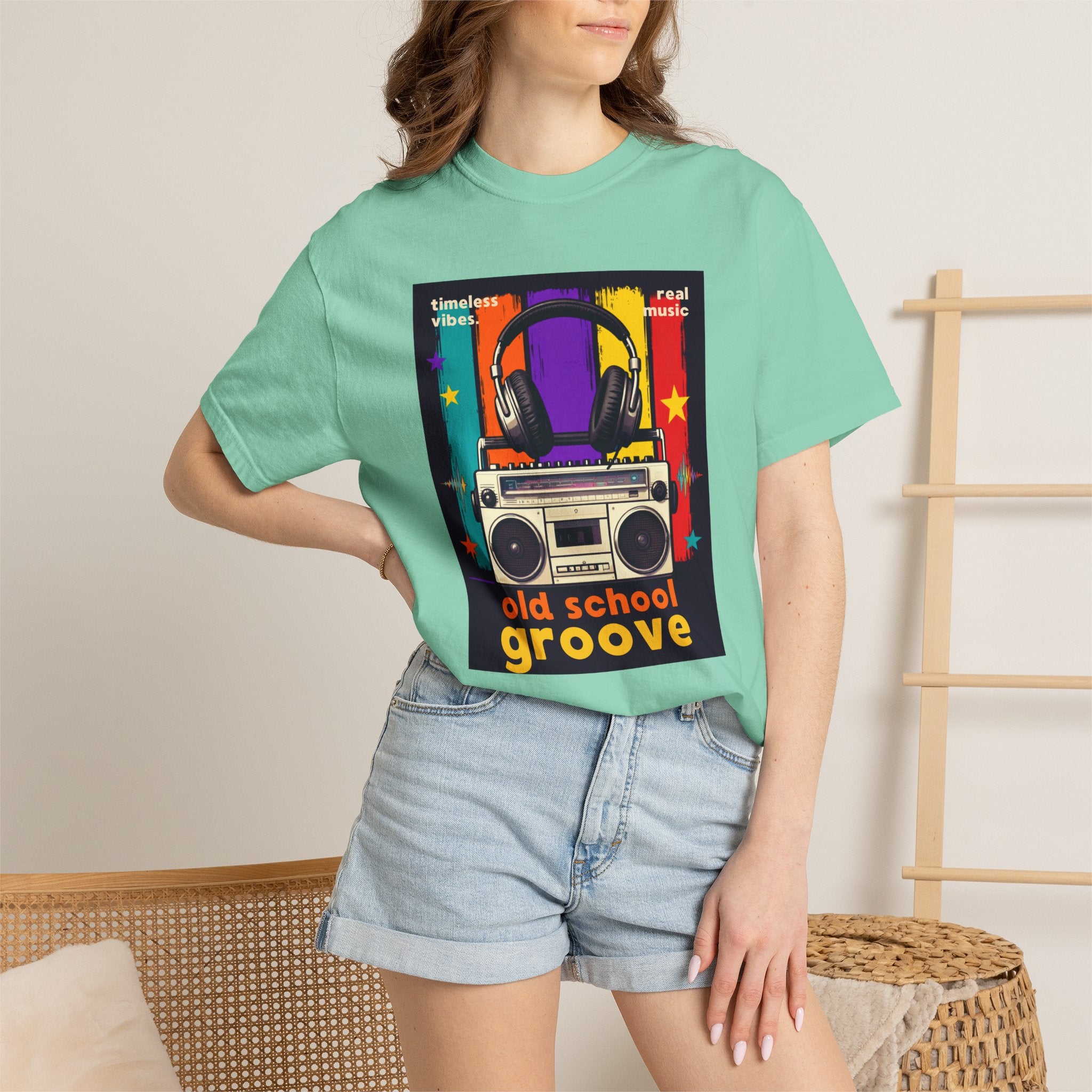 Old School Groove T-Shirt — Retro Boombox & Headphones Vintage Music Tee 80s 90s nostalgia