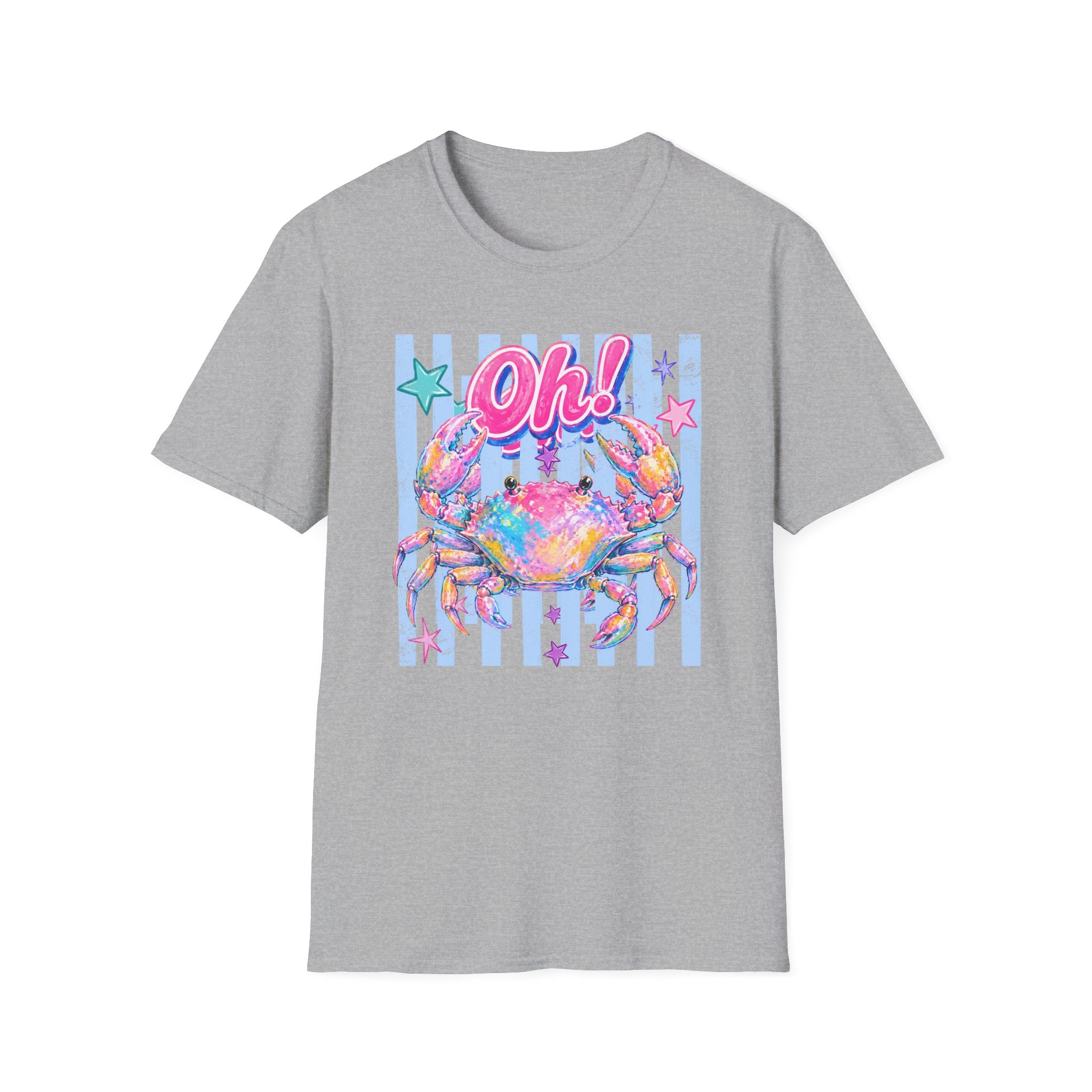 Crab "Oh!" Graphic T‑Shirt — Colorful Coastal Beach Tee