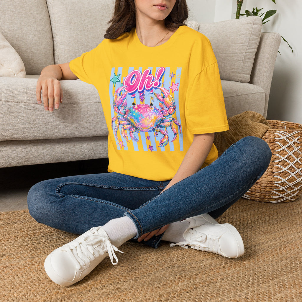 Crab "Oh!" Graphic T‑Shirt — Colorful Coastal Beach Tee
