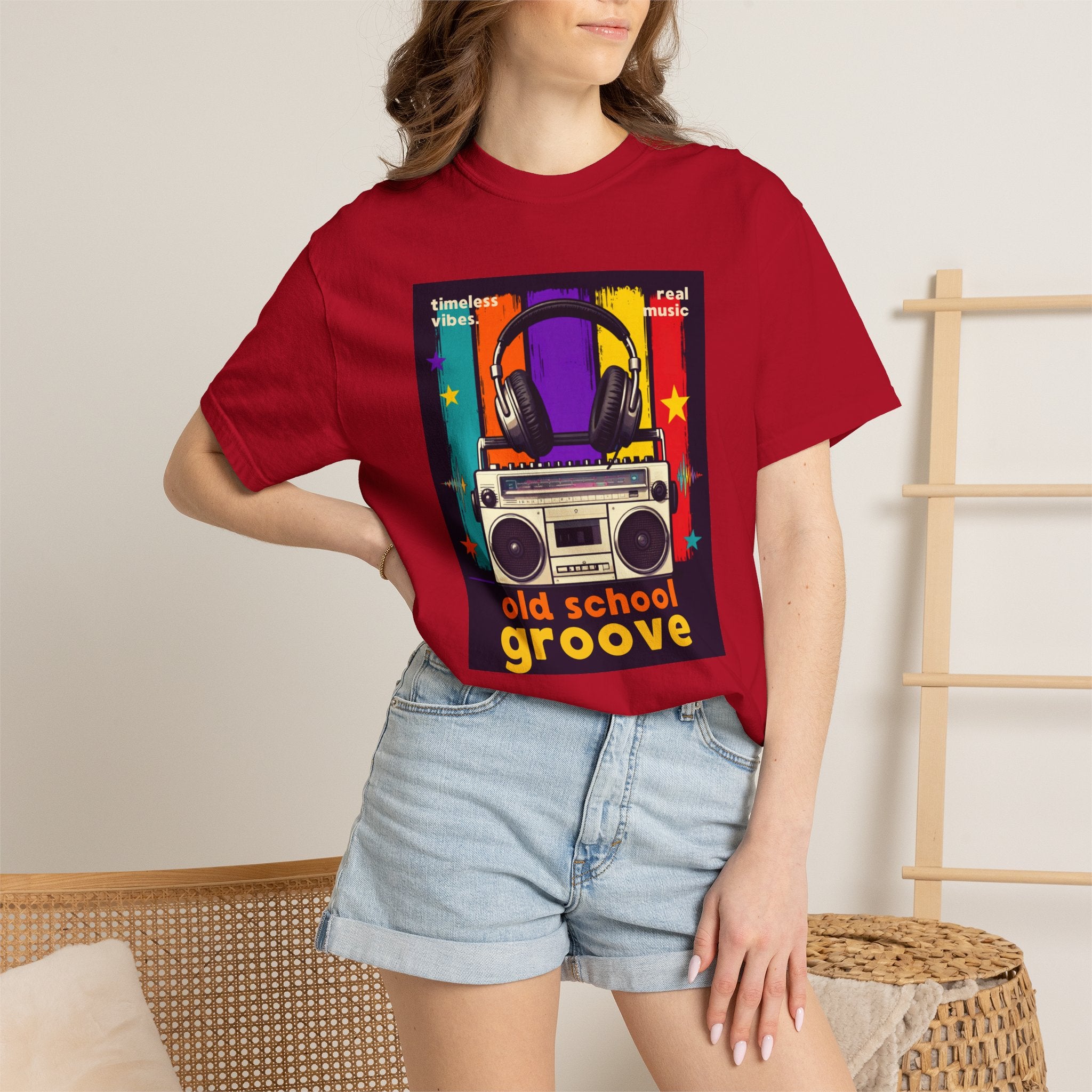 Old School Groove T-Shirt — Retro Boombox & Headphones Vintage Music Tee 80s 90s nostalgia