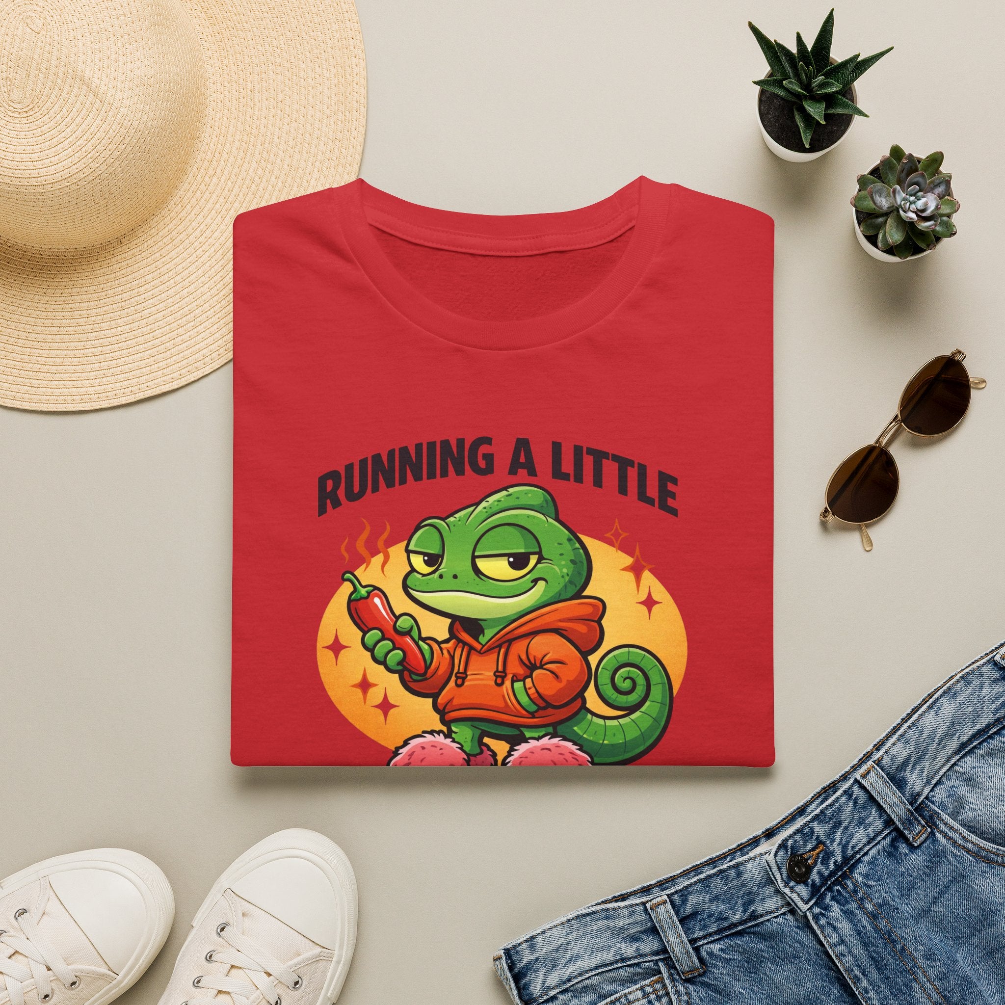 T-Shirt — "Running a Little Spicy Today" Cute Chameleon Graphic Tee