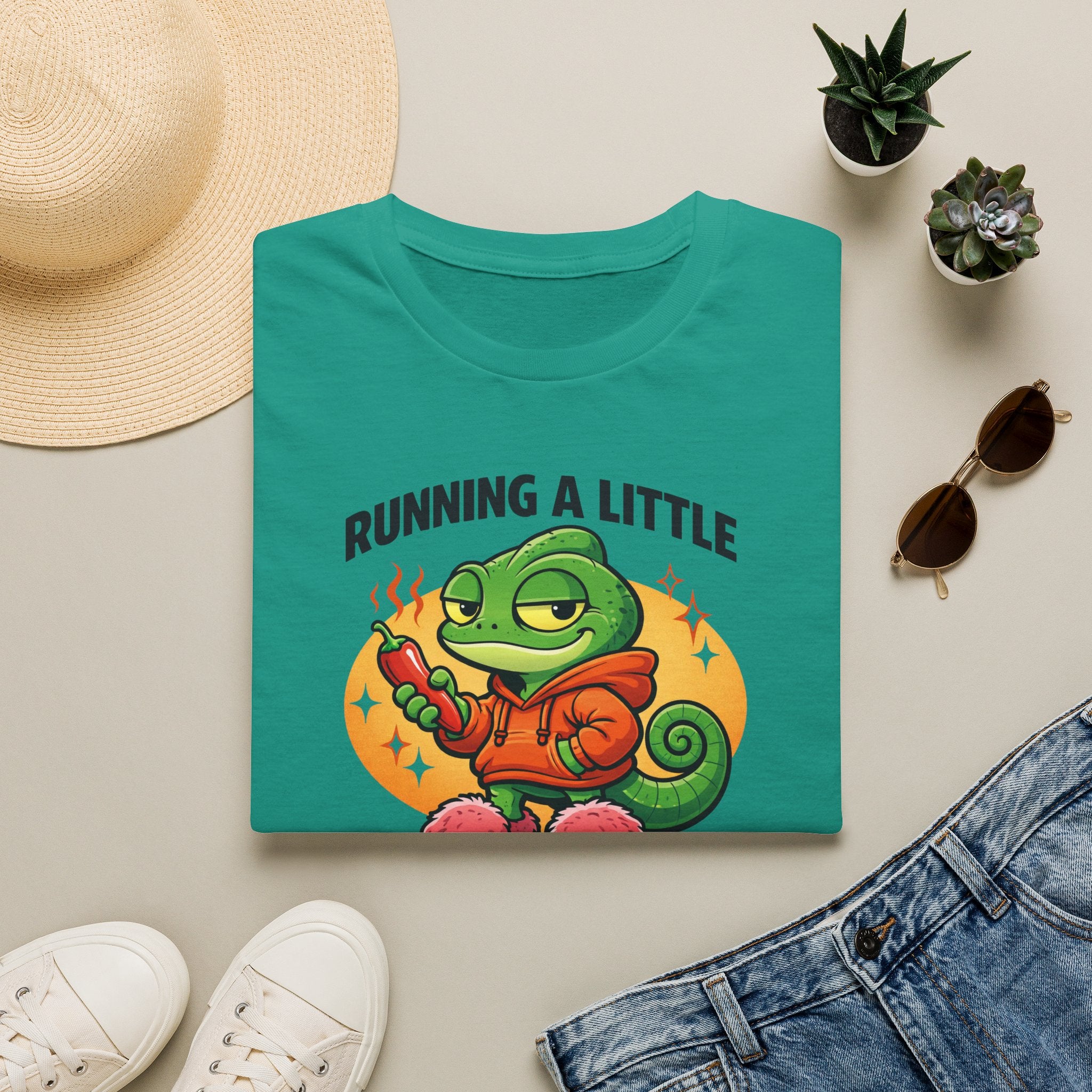 T-Shirt — "Running a Little Spicy Today" Cute Chameleon Graphic Tee