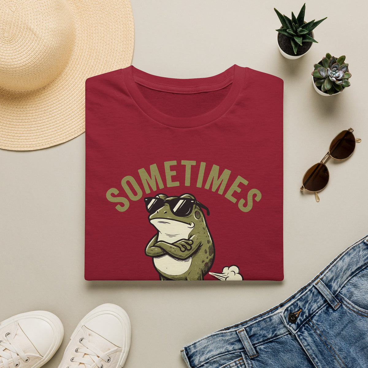 T-Shirt — "Sometimes I Just Be Fartin'" Funny Frog Graphic Tee