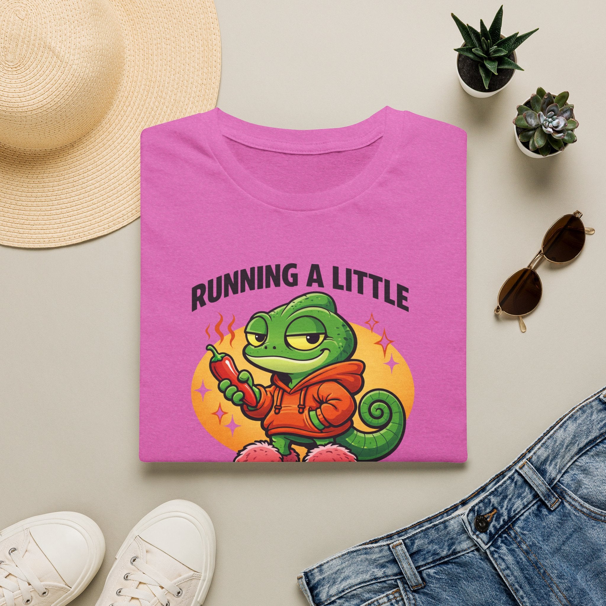 T-Shirt — "Running a Little Spicy Today" Cute Chameleon Graphic Tee