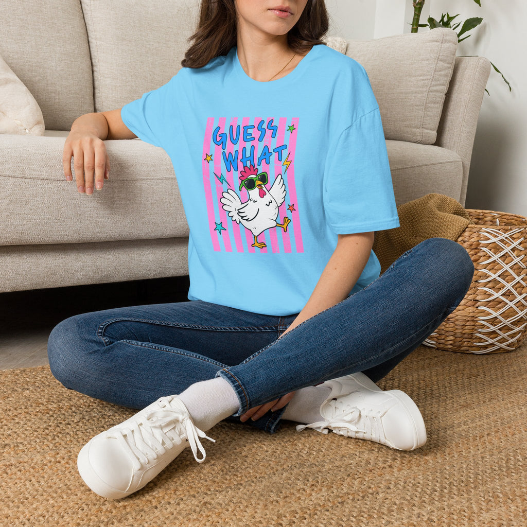 T-Shirt — "Guess What" Funny Sunglasses Chicken Graphic Tee