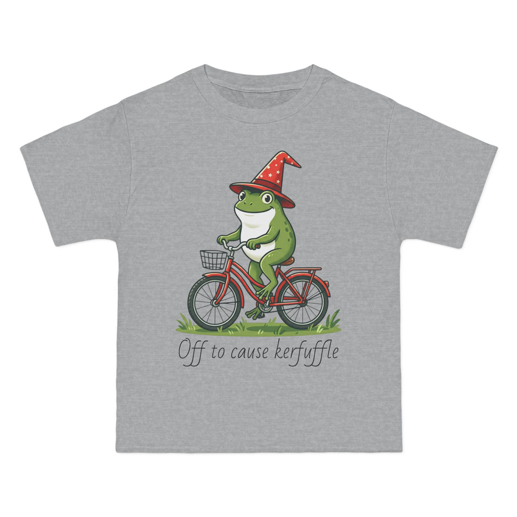 Frog on Bike T-Shirt — “Off to Cause Kerfuffle” Cute Whimsical Graphic Tee
