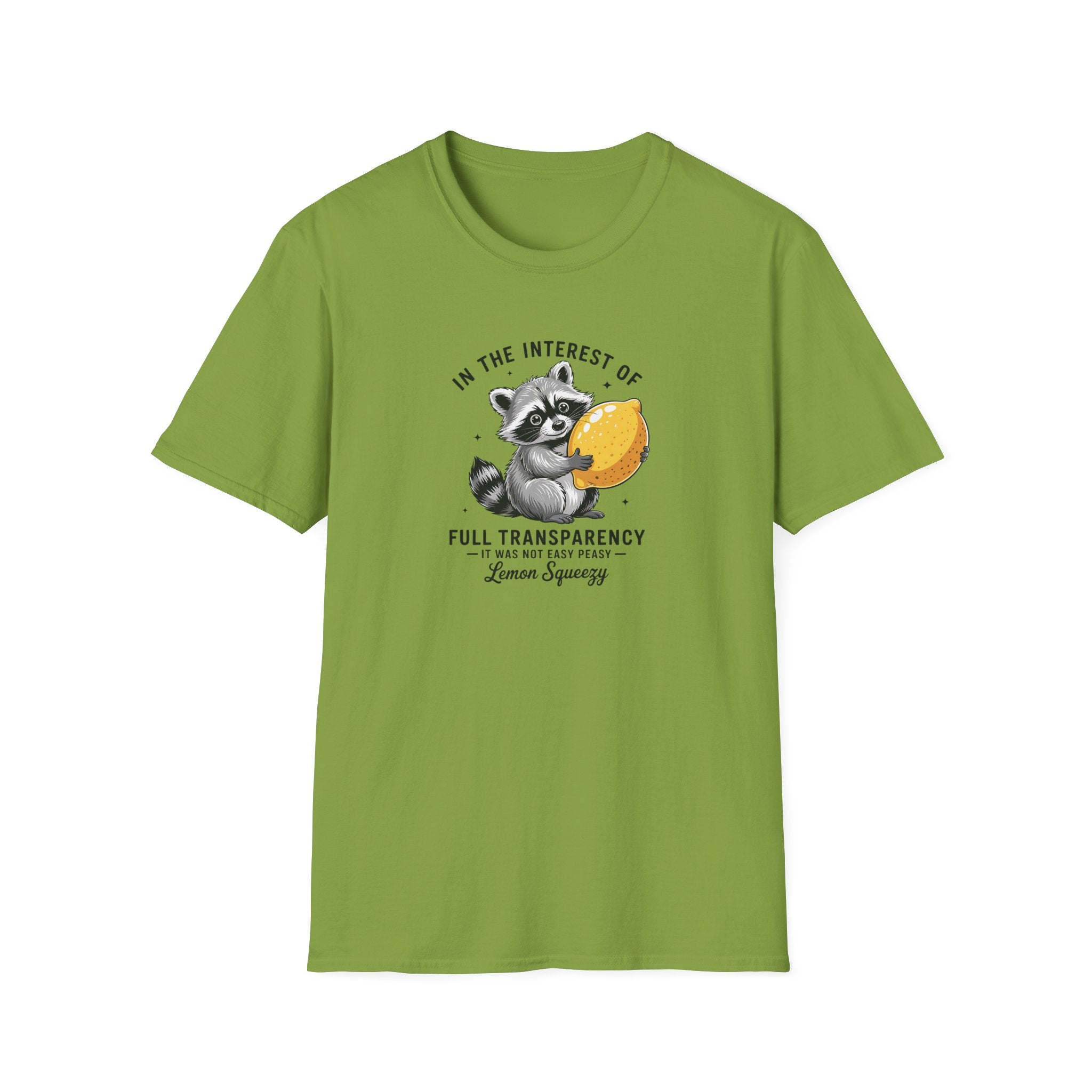Raccoon Holding Lemon T‑Shirt — "In the Interest of Full Transparency" Cute Graphic Tee