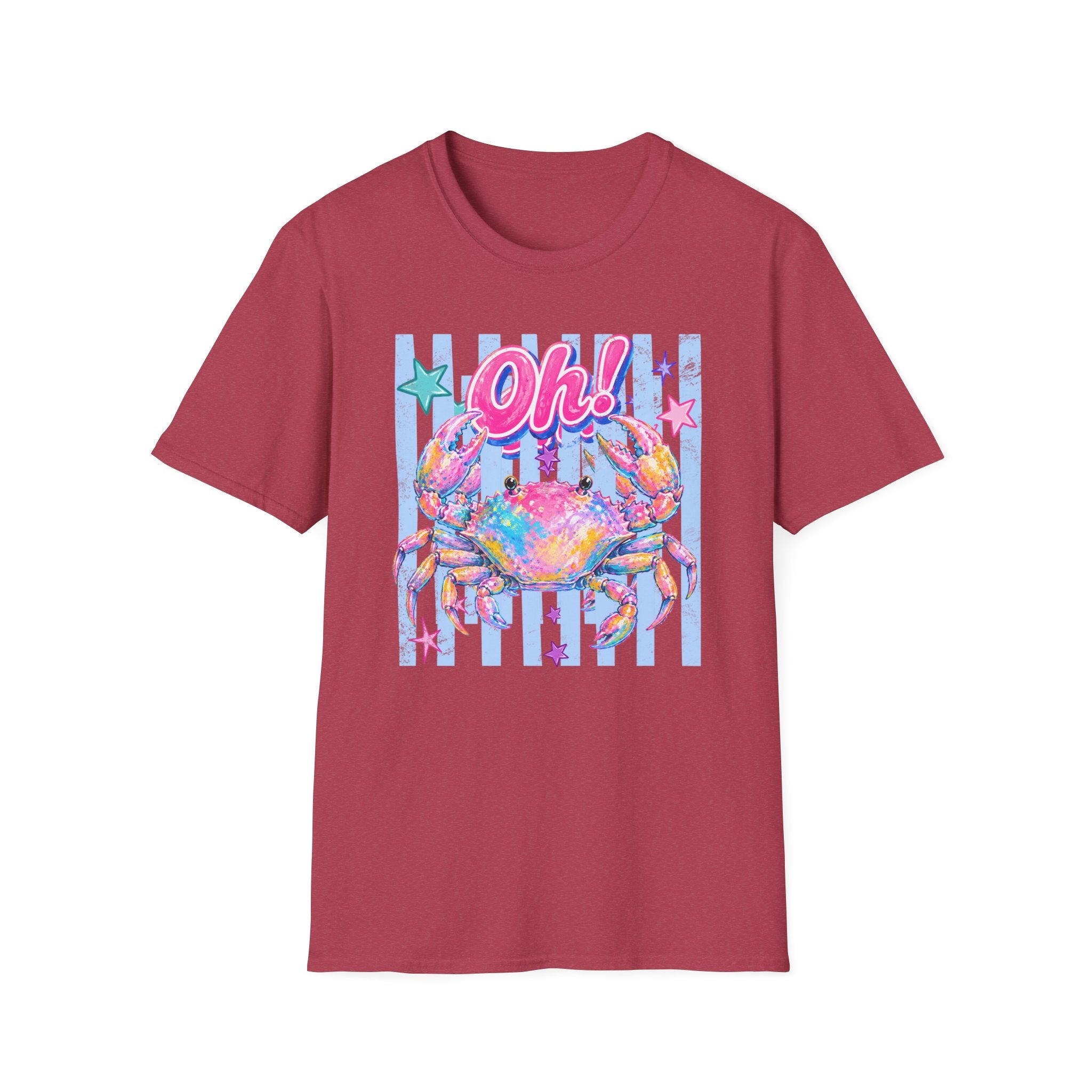 Crab "Oh!" Graphic T‑Shirt — Colorful Coastal Beach Tee