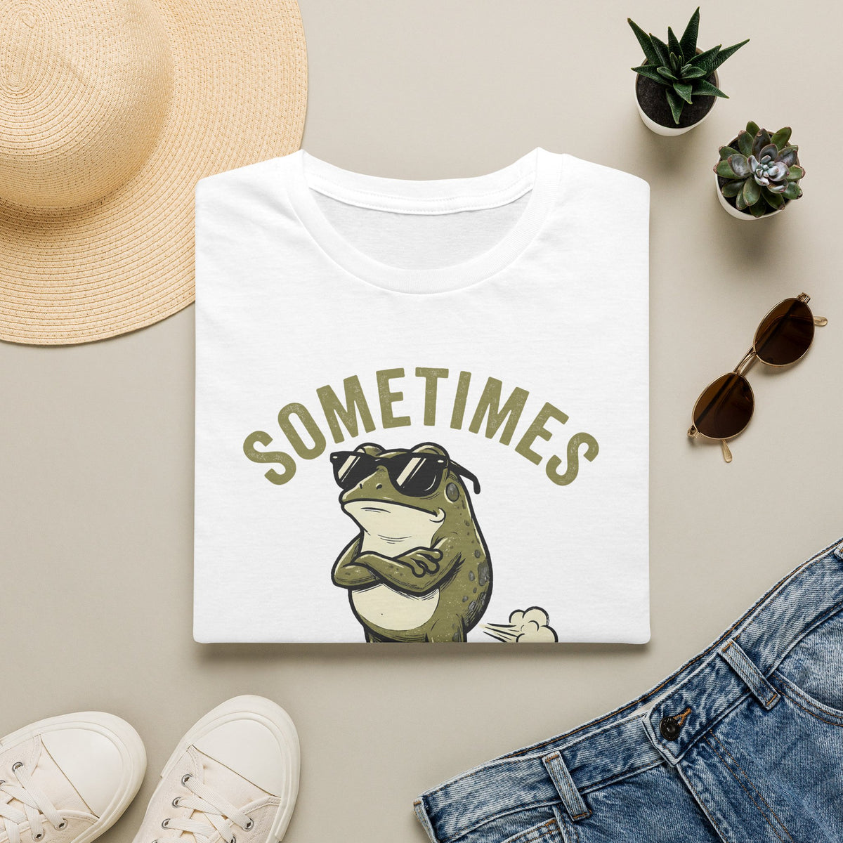 T-Shirt — "Sometimes I Just Be Fartin'" Funny Frog Graphic Tee