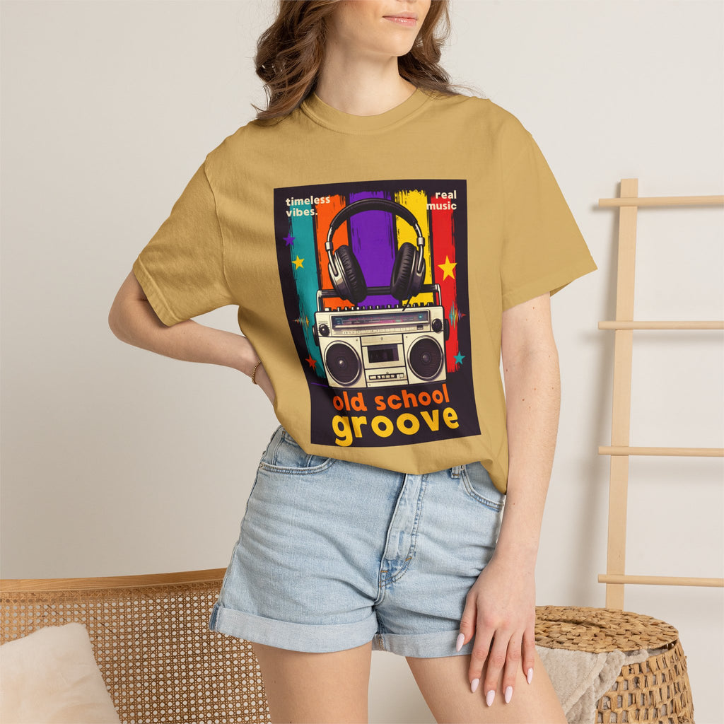 Old School Groove T-Shirt — Retro Boombox & Headphones Vintage Music Tee 80s 90s nostalgia