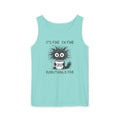 Coffee Catastrophe Tank Top — “It’s Fine I’m Fine Everything Is Fine” Graphic Tank