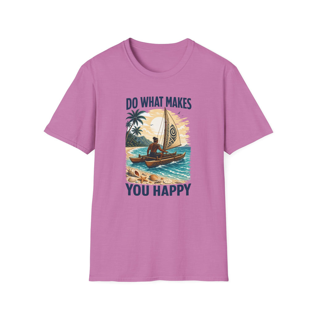 T-Shirt — "Do What Makes You Happy" Catamaran Sailboat Tropical Graphic Tee