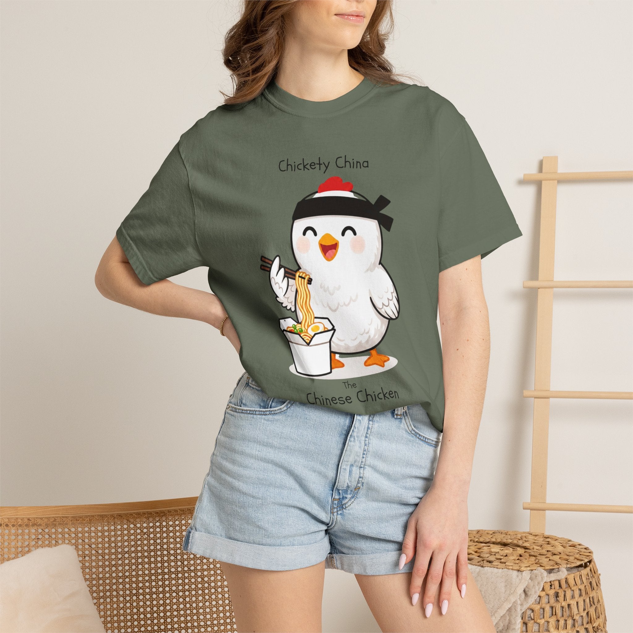Chinese Chicken Ramen T-Shirt — Chickety China sumo Cute Noodle Chicken Graphic Tee