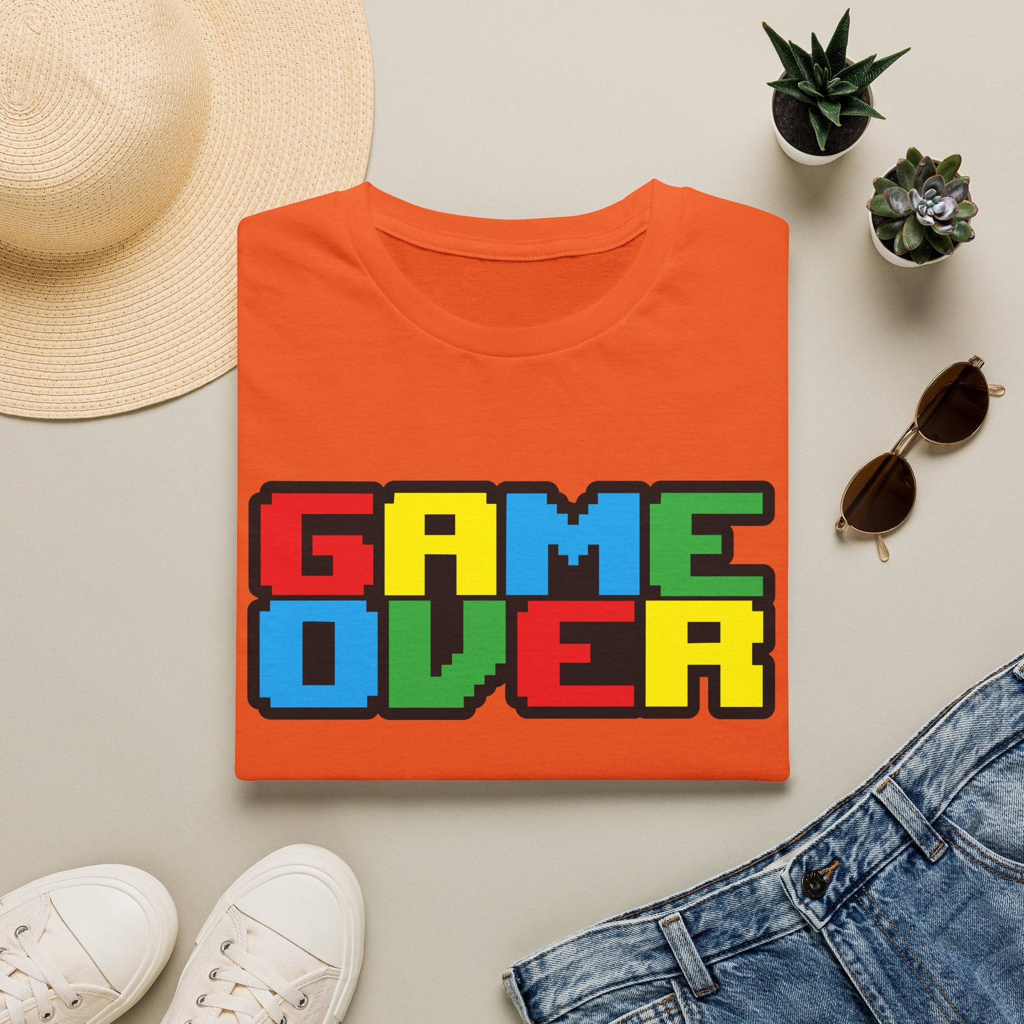 Game Over Retro Arcade Video Pixel T-Shirt — Colorful Gamer Tee
