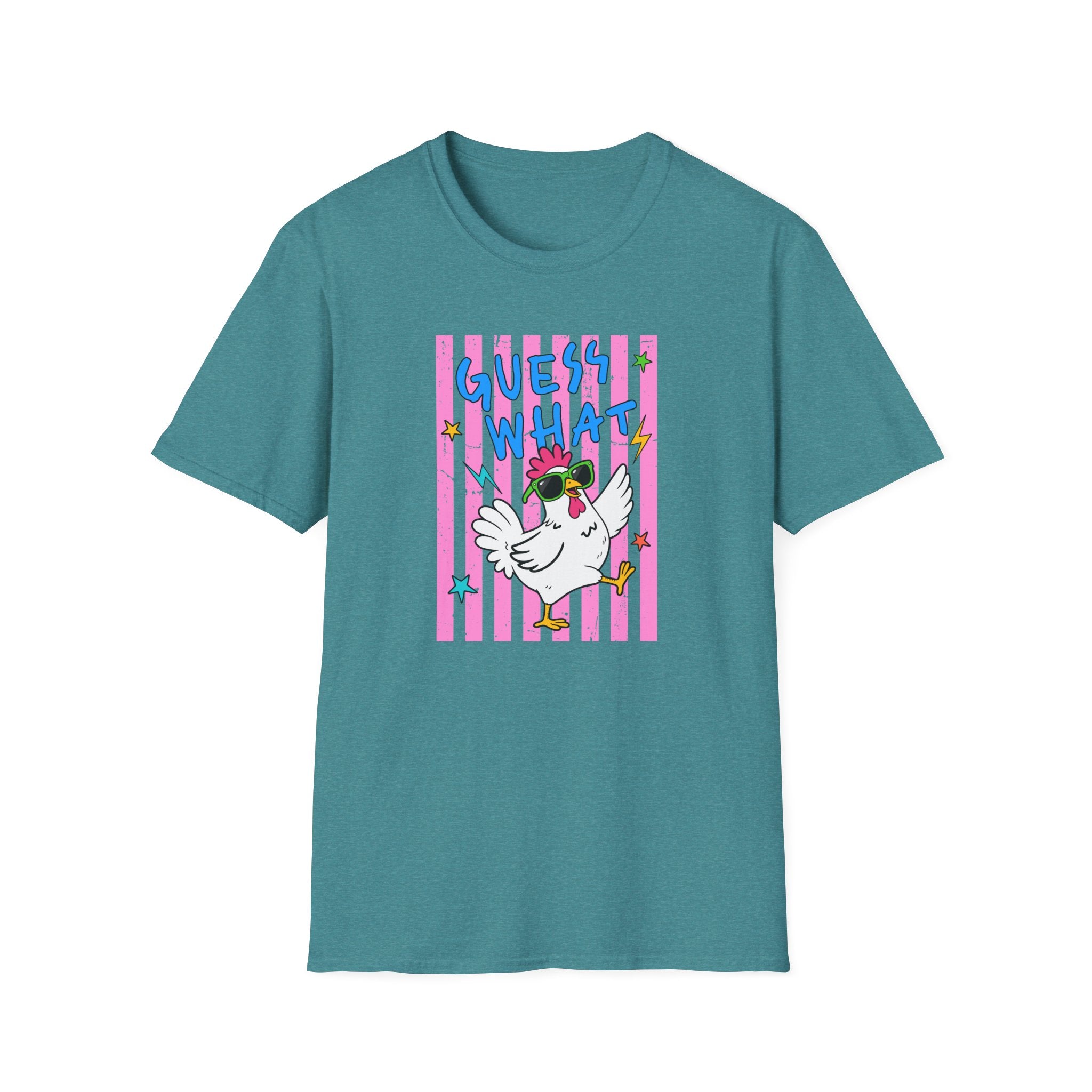T-Shirt — "Guess What" Funny Sunglasses Chicken Graphic Tee