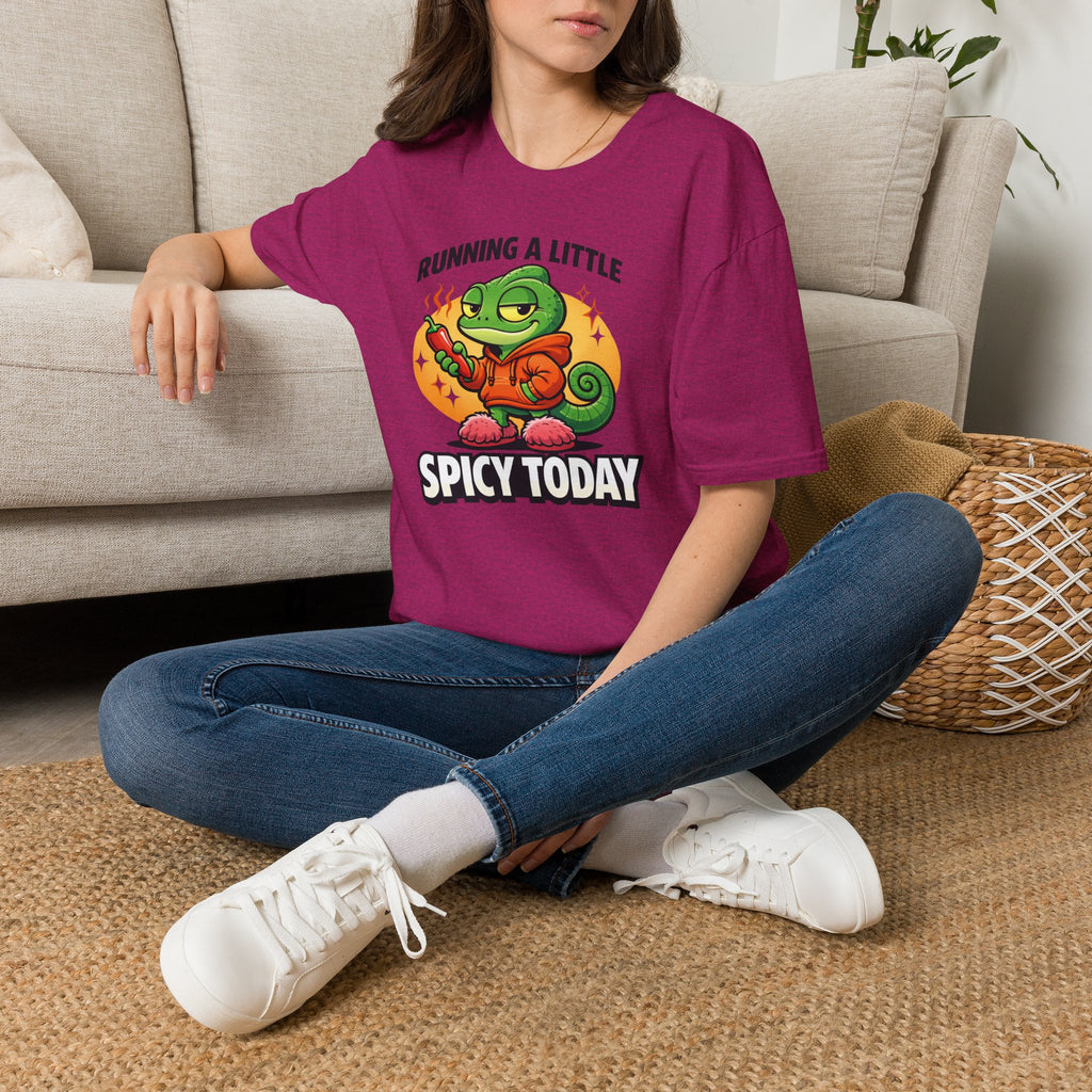 T-Shirt — "Running a Little Spicy Today" Cute Chameleon Graphic Tee