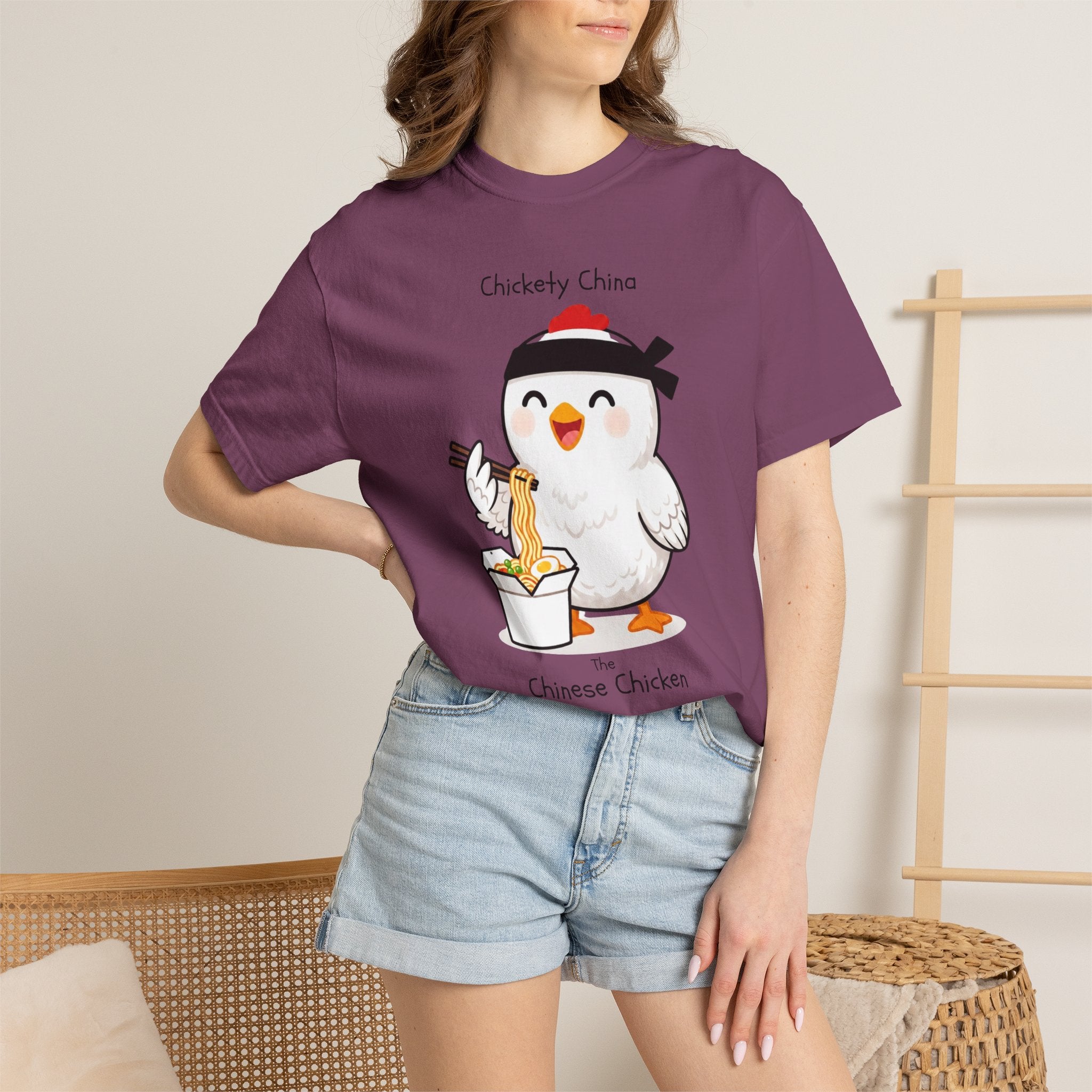 Chinese Chicken Ramen T-Shirt — Chickety China sumo Cute Noodle Chicken Graphic Tee