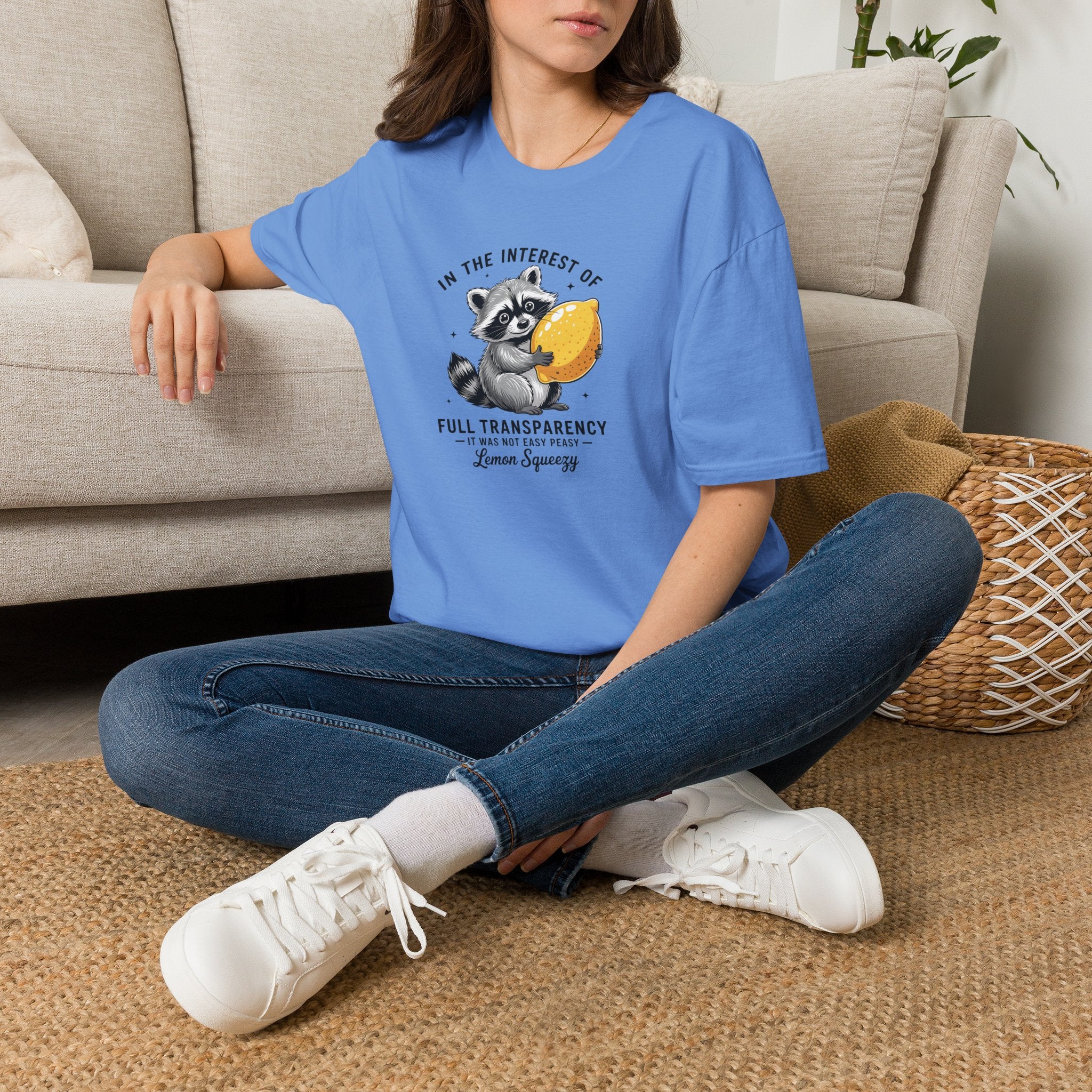 Raccoon Holding Lemon T‑Shirt — "In the Interest of Full Transparency" Cute Graphic Tee