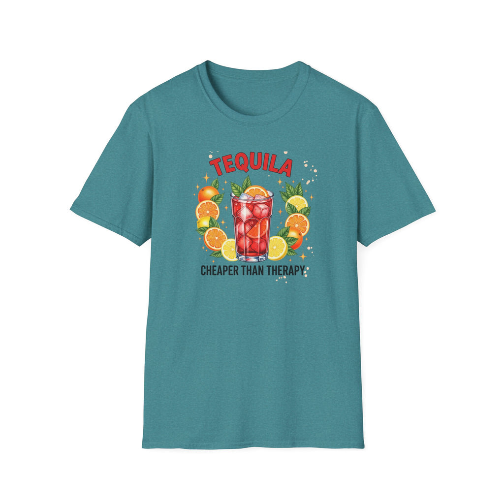 Tequila Cocktail T-Shirt — "Tequila: Cheaper Than Therapy" Graphic Tee