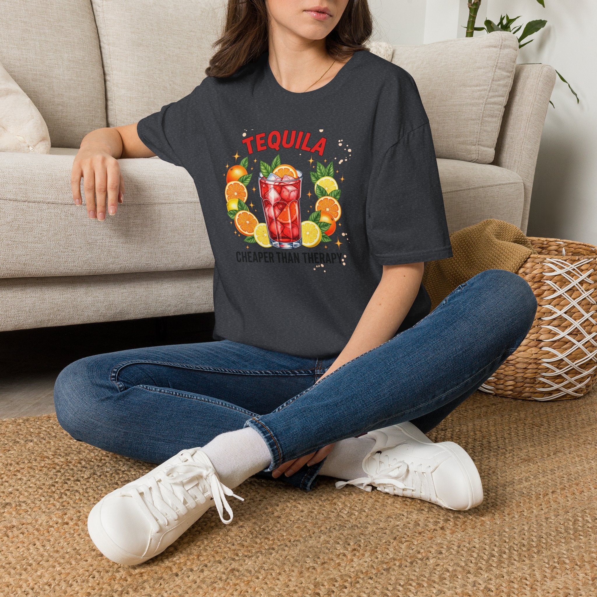 Tequila Cocktail T-Shirt — "Tequila: Cheaper Than Therapy" Graphic Tee