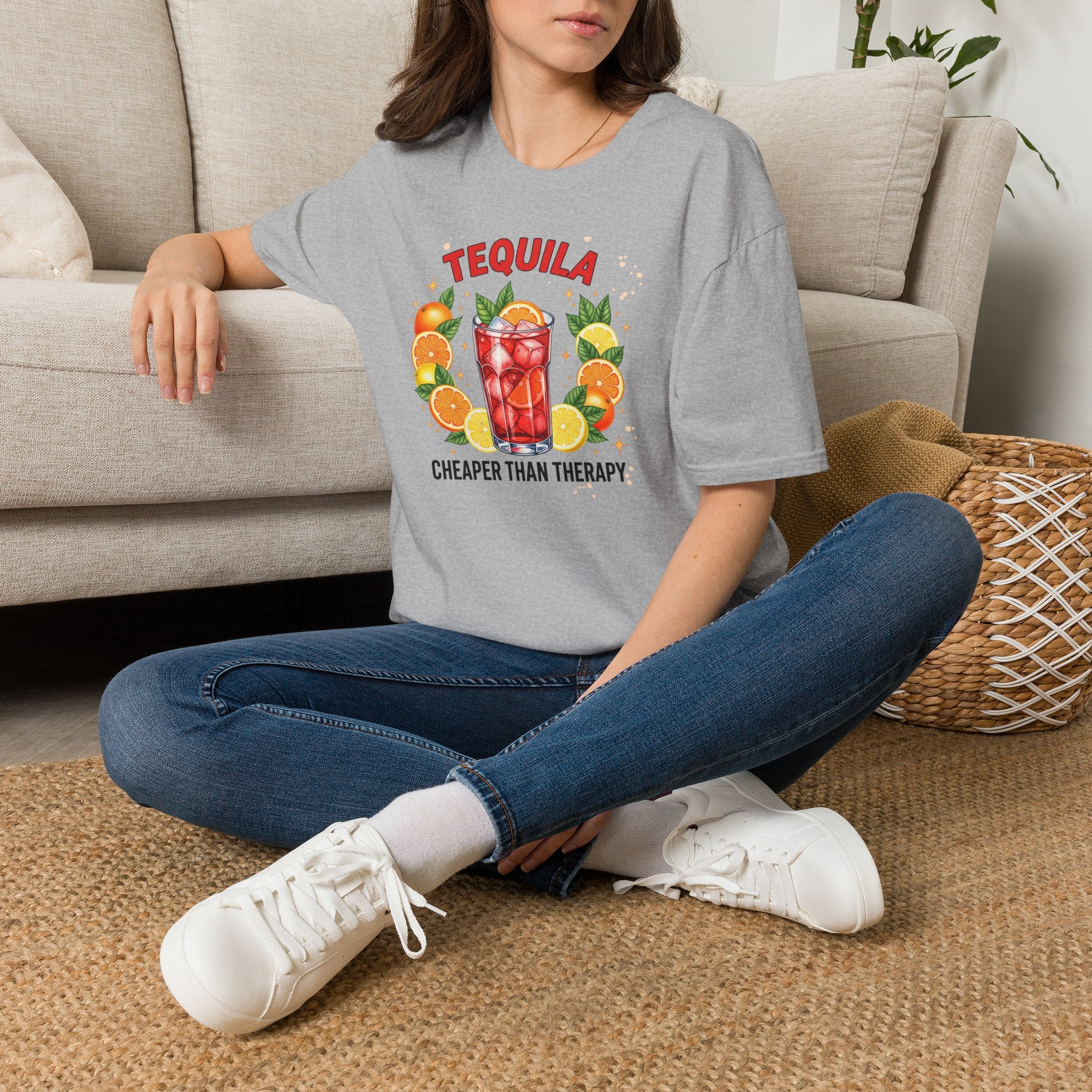 Tequila Cocktail T-Shirt — "Tequila: Cheaper Than Therapy" Graphic Tee
